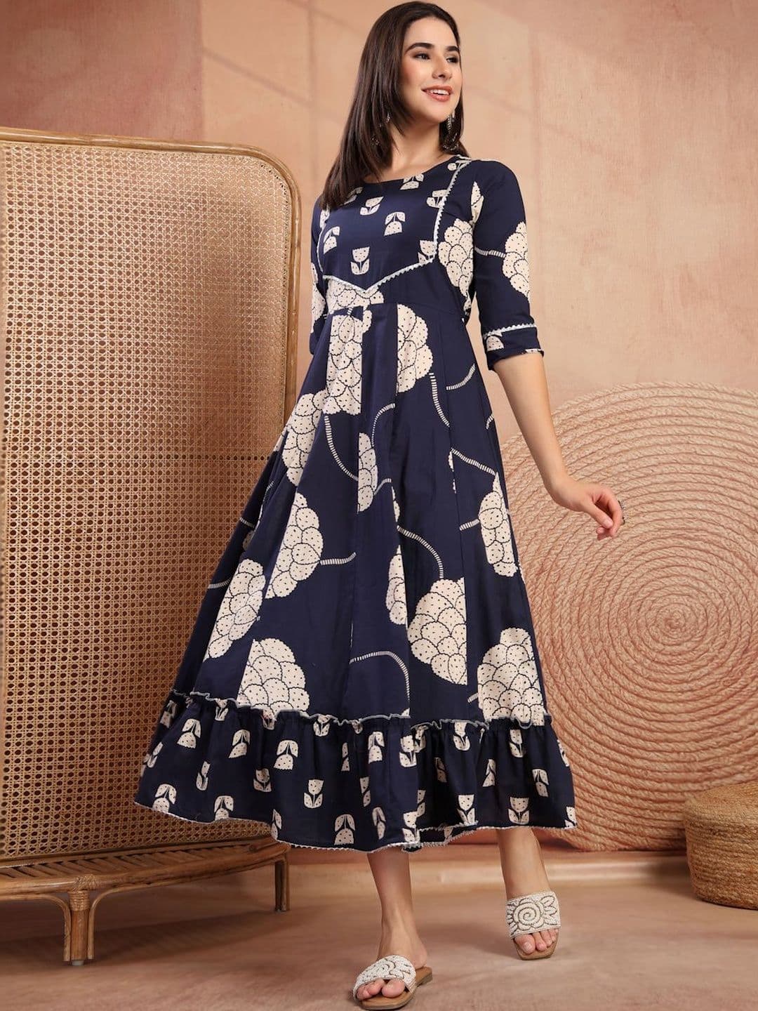 Pristyle Floral Print A-Line Midi Dress - view 1