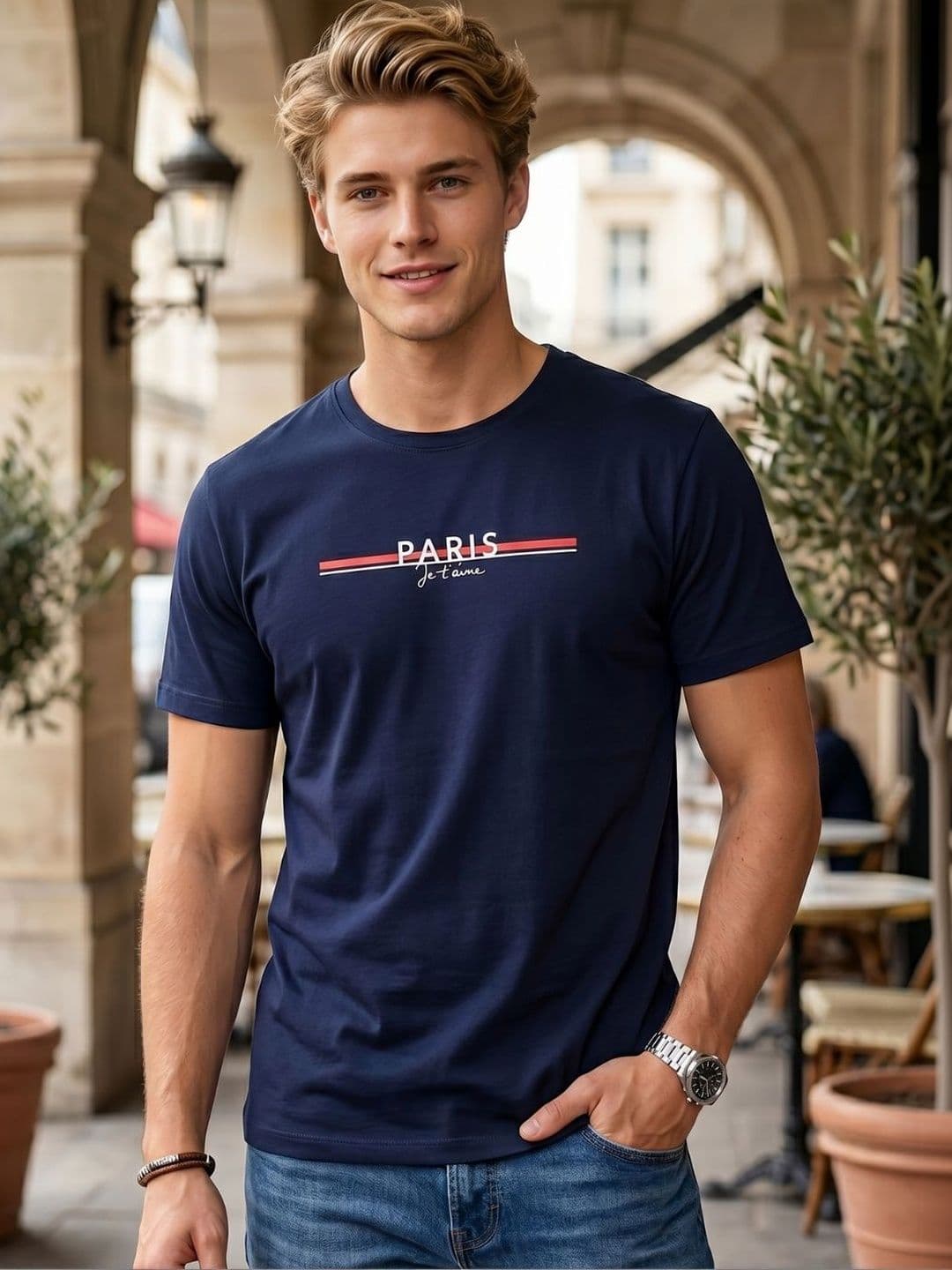 WEET Typography Printed Cotton Round Neck T-shirt - view 1