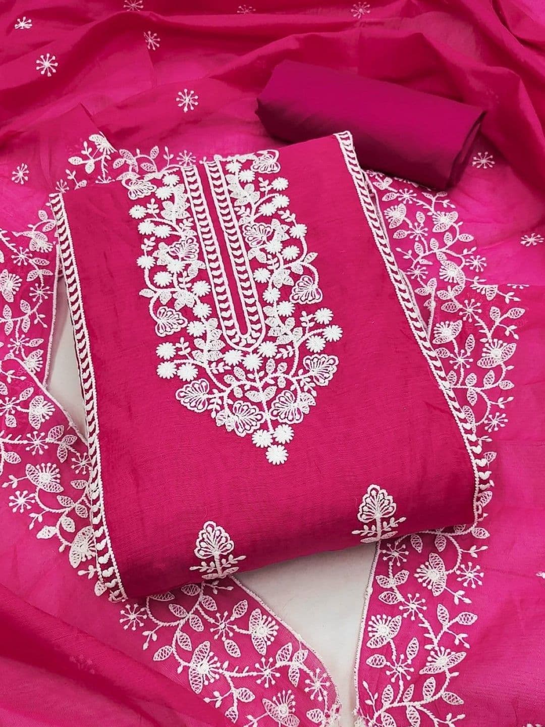 Moda Rapido Embroidered Art Silk Unstitched Dress Material - view 1