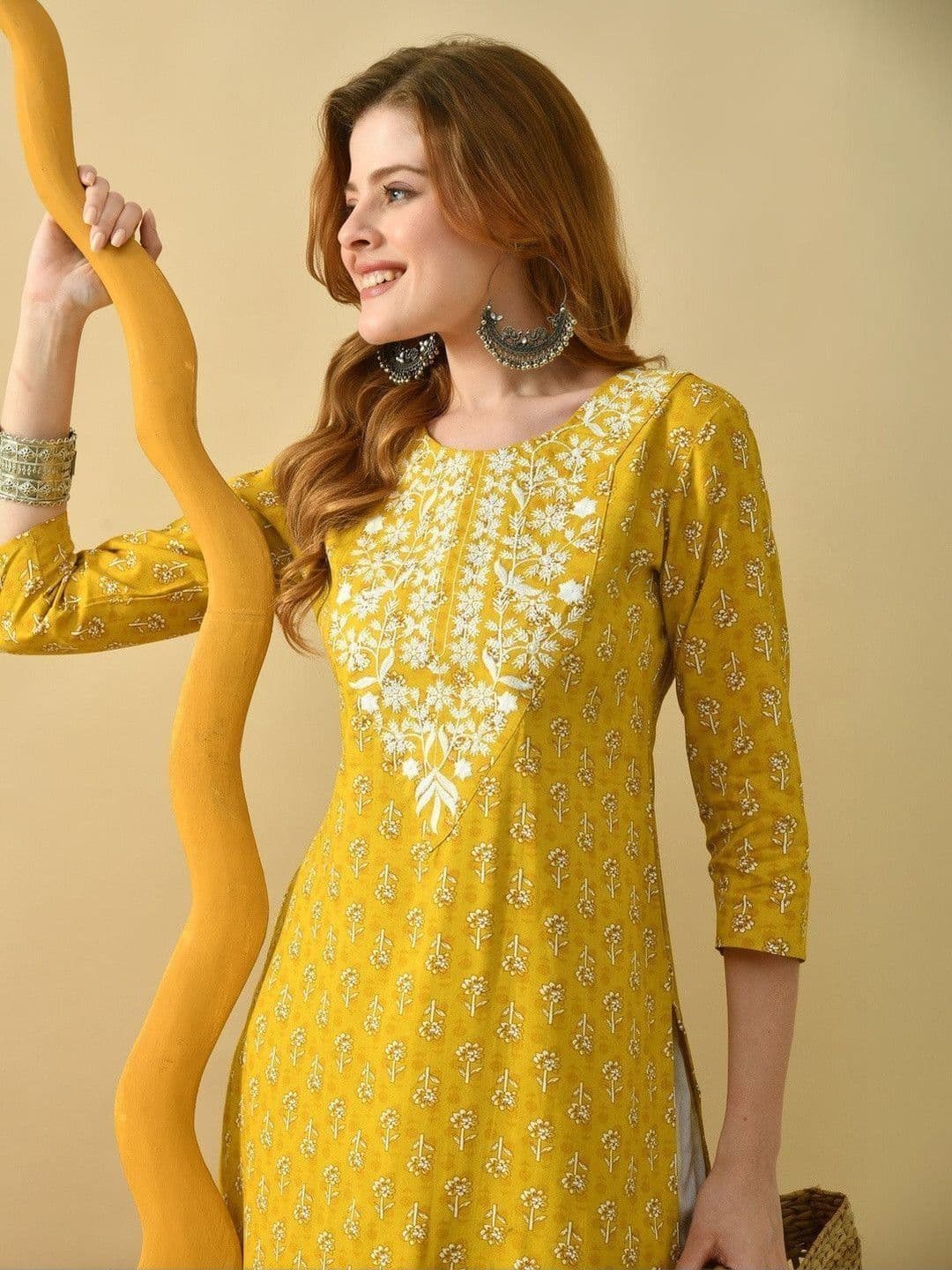 PHYSIL Women Floral Embroidered Thread Work Floral Kurta - view 1
