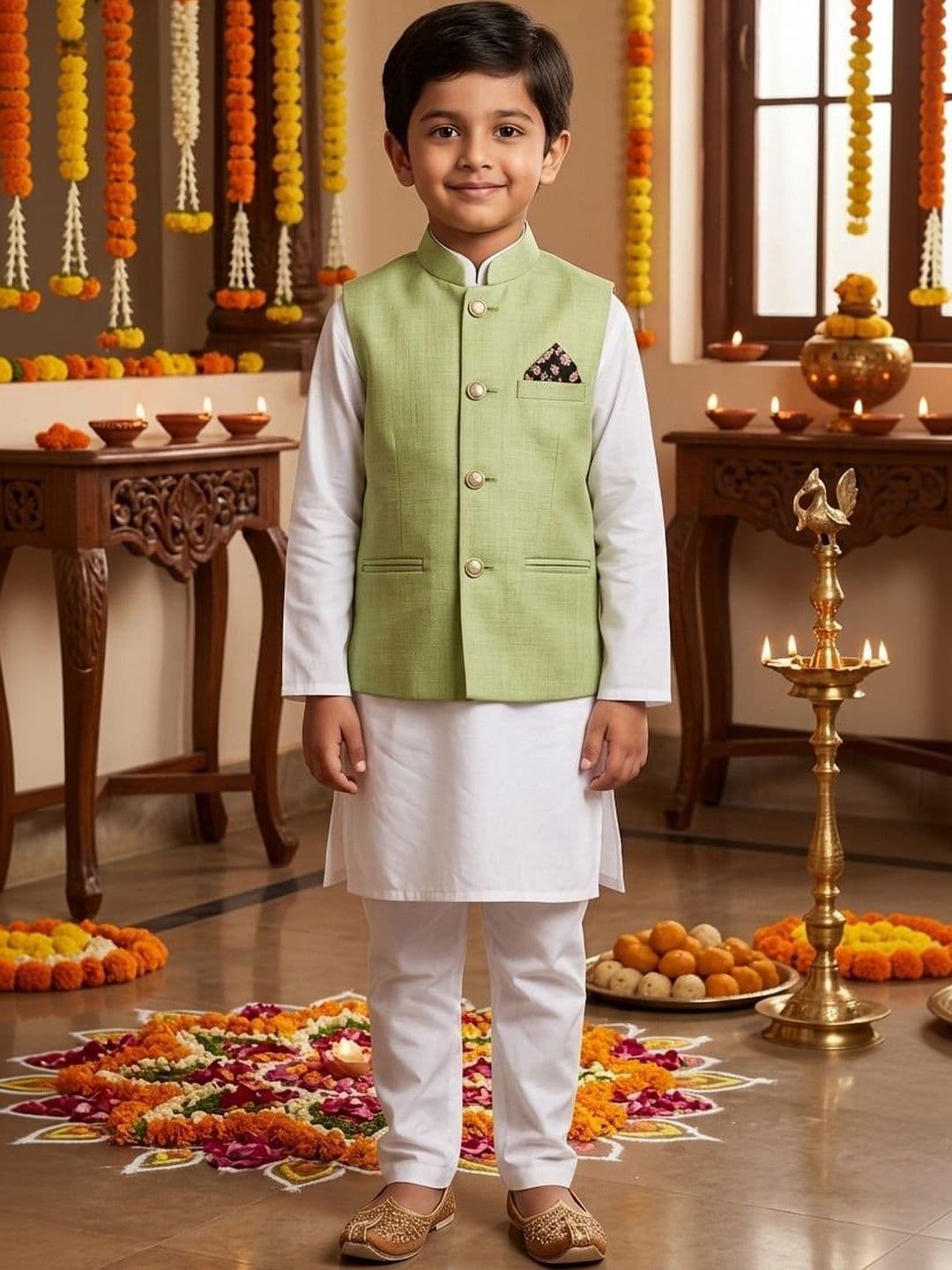 seetoo Boys Mandarin Collar Sleeveless Nehru Jackets - view 1