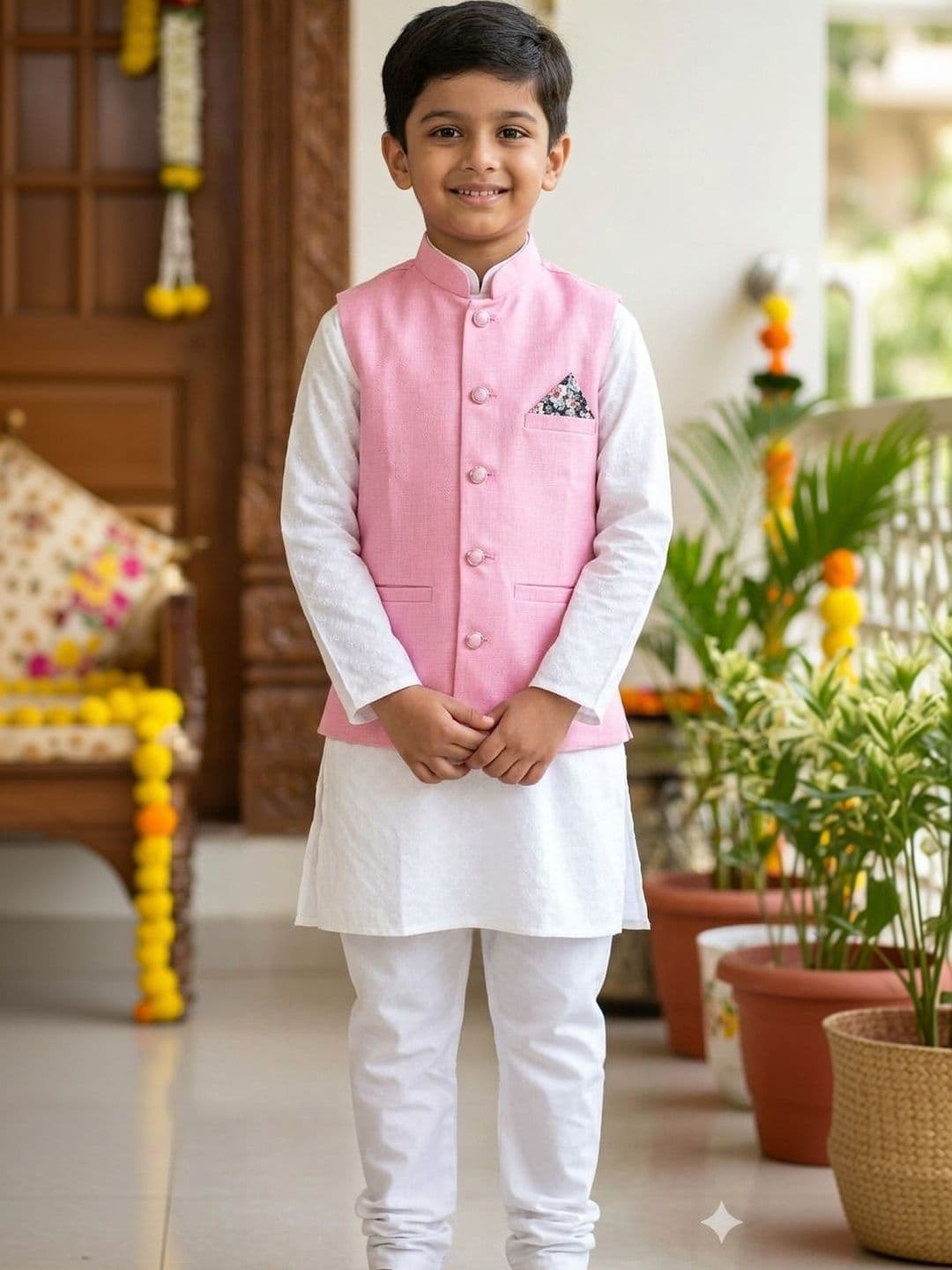 seetoo Boys Mandarin Collar Sleeveless Nehru Jackets - view 1