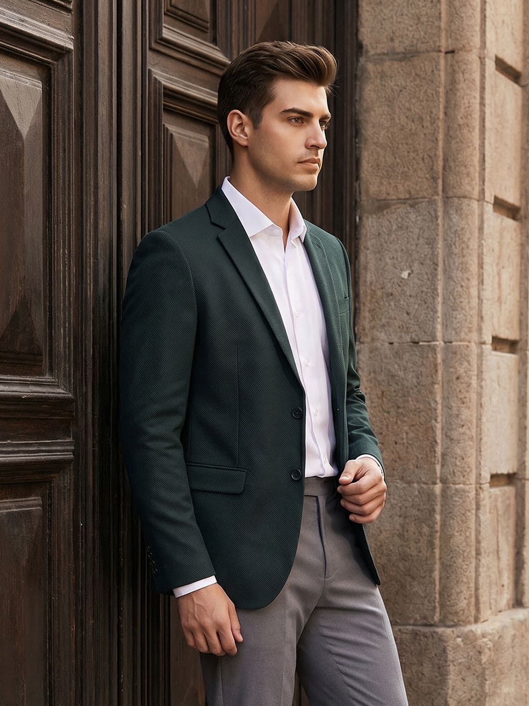 INVICTUS Slim Fit Notched Lapel Single Breasted Formal Blazer - view 1