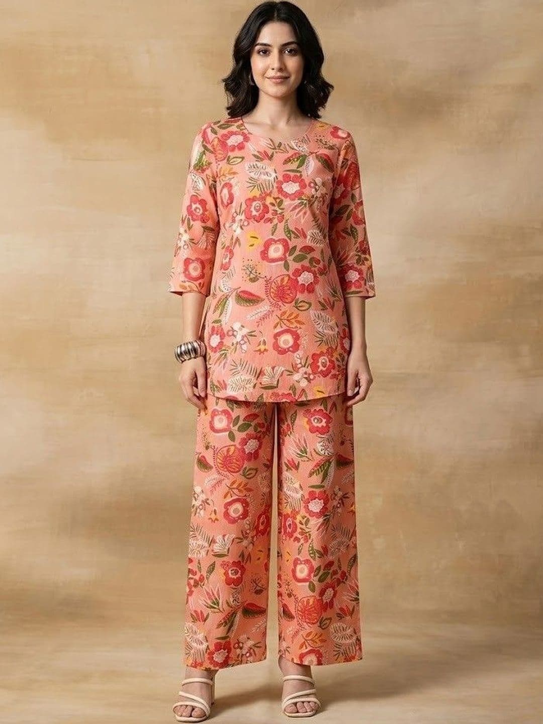 GULMEHAK Floral Cotton Printed Tunic with Palazzos - view 1