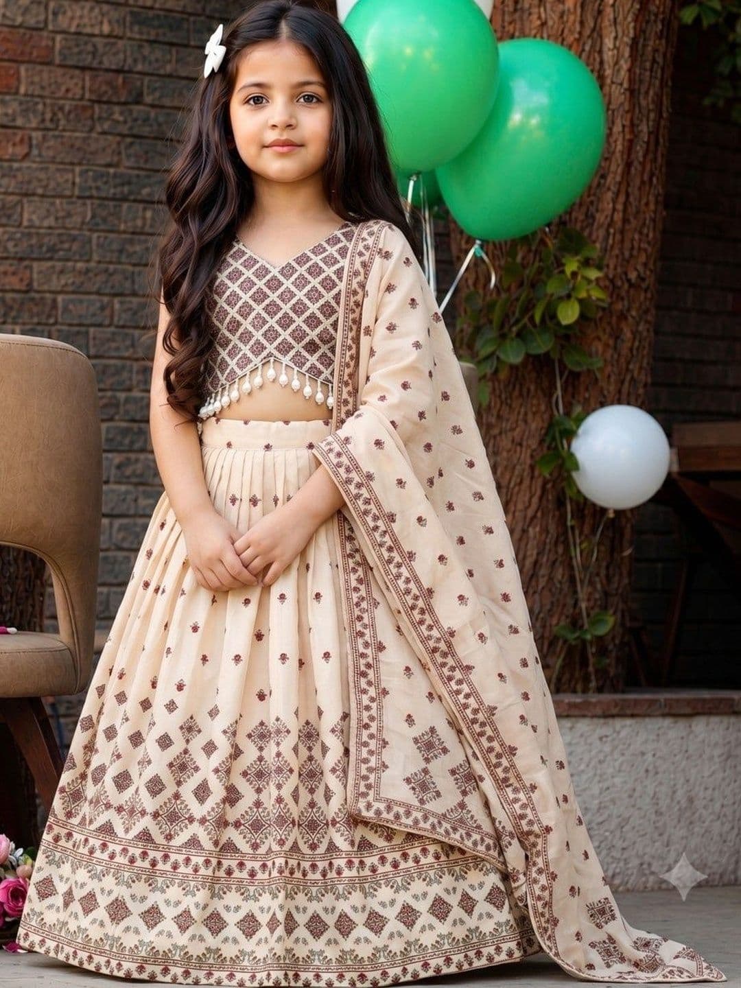 Sangria Girls Printed Ready to Wear Lehenga & Blouse With Dupatta - view 1