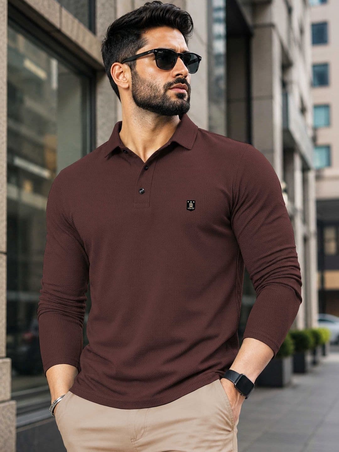 VeBNoR Men Self Design Polo Collar T-shirt - view 1