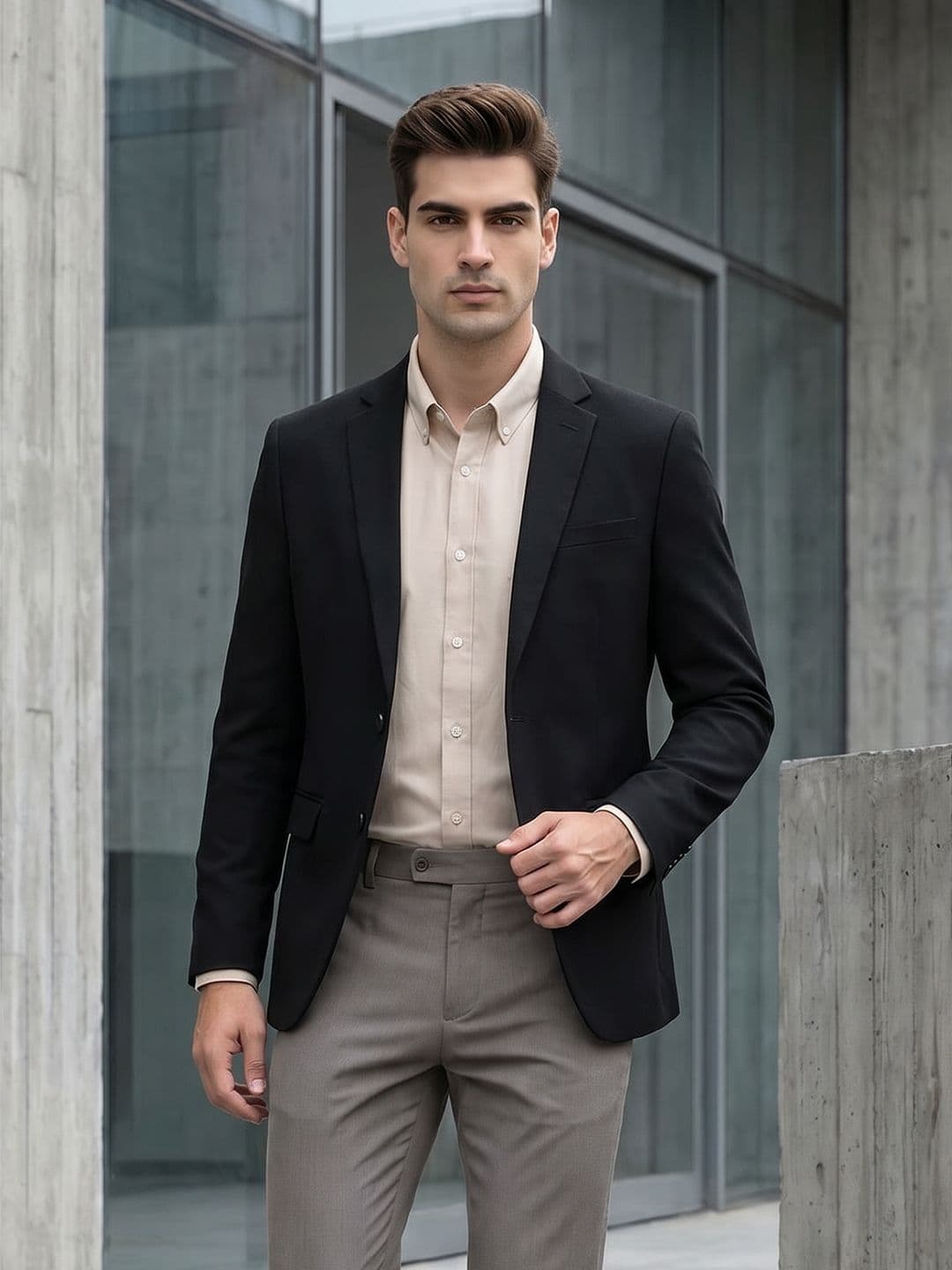 INVICTUS Slim Fit Notched Lapel Single Breasted Formal Blazer - view 1