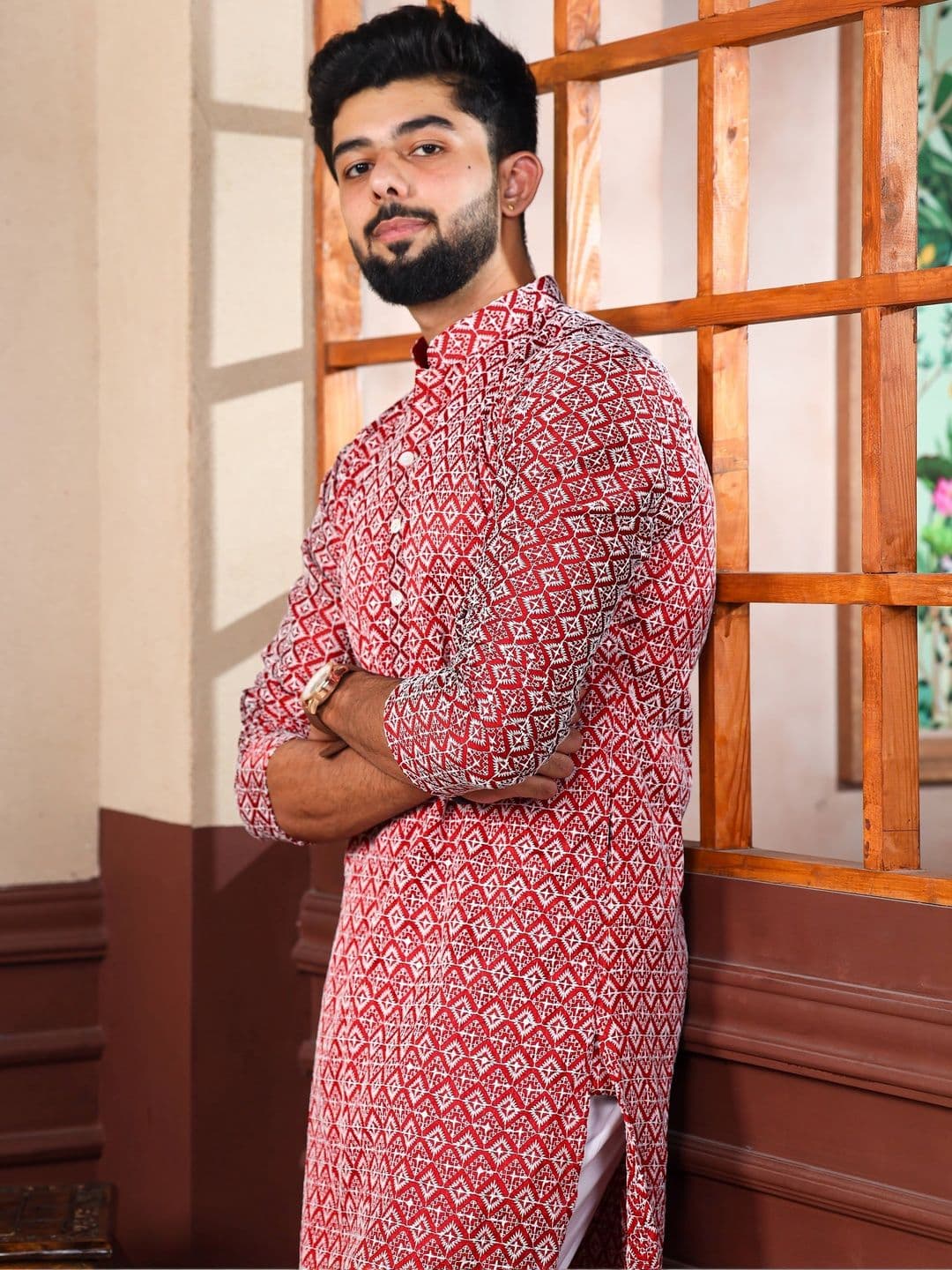 Parrth Enterprisess Men Ethnic Motifs Printed Handloom Kurta - view 1