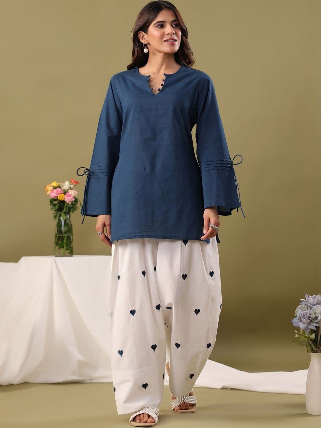 Rimeline Women Regular Pure Cotton Kurti with Palazzos - view 1