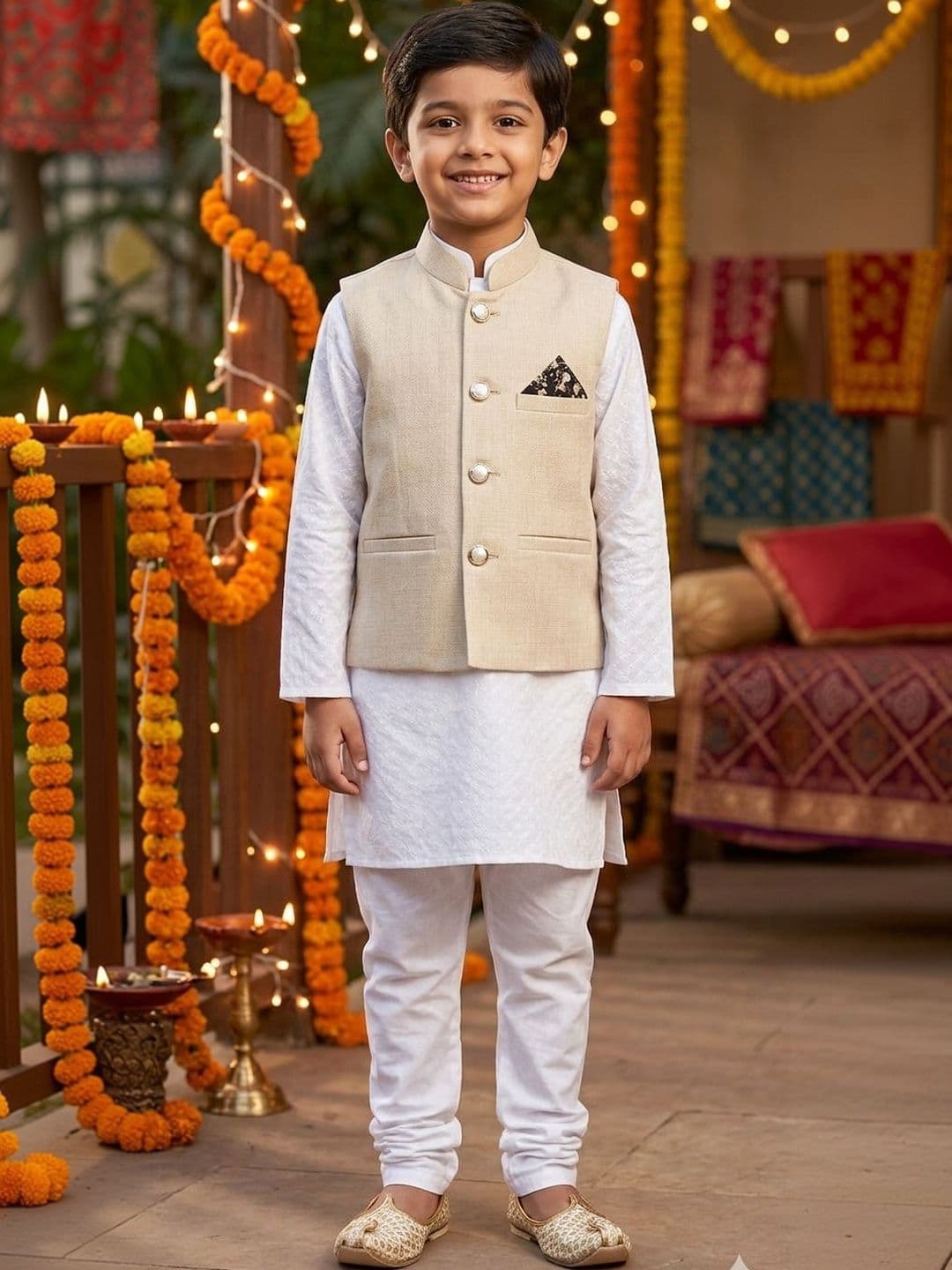 seetoo Boys Mandarin Collar Sleeveless Nehru Jackets - view 1
