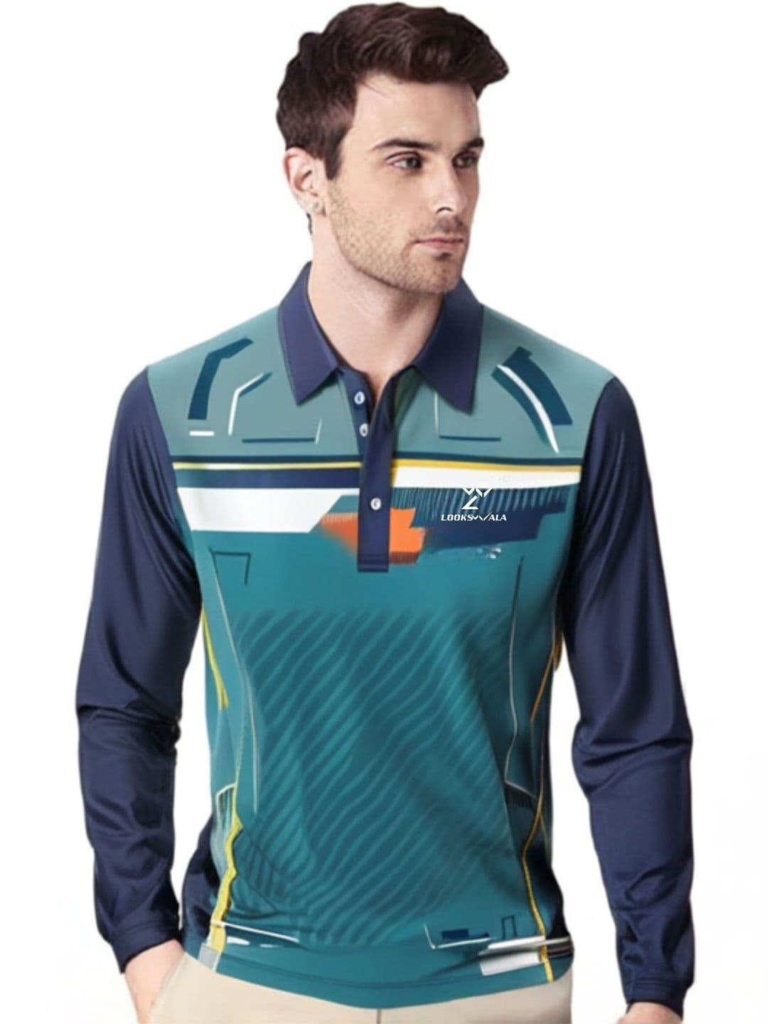 Lookswala Men Printed Polo Collar T-shirt - view 1