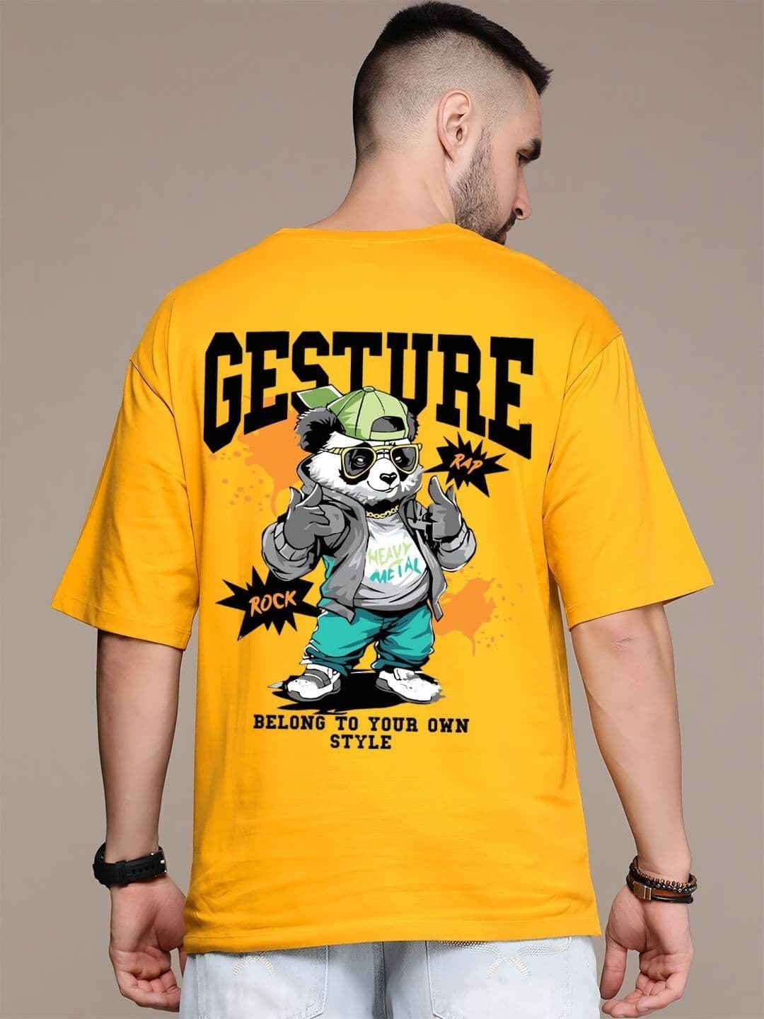UNIQSOME Men Graphic Printed Round Neck Cotton Oversized T-shirt - view 1