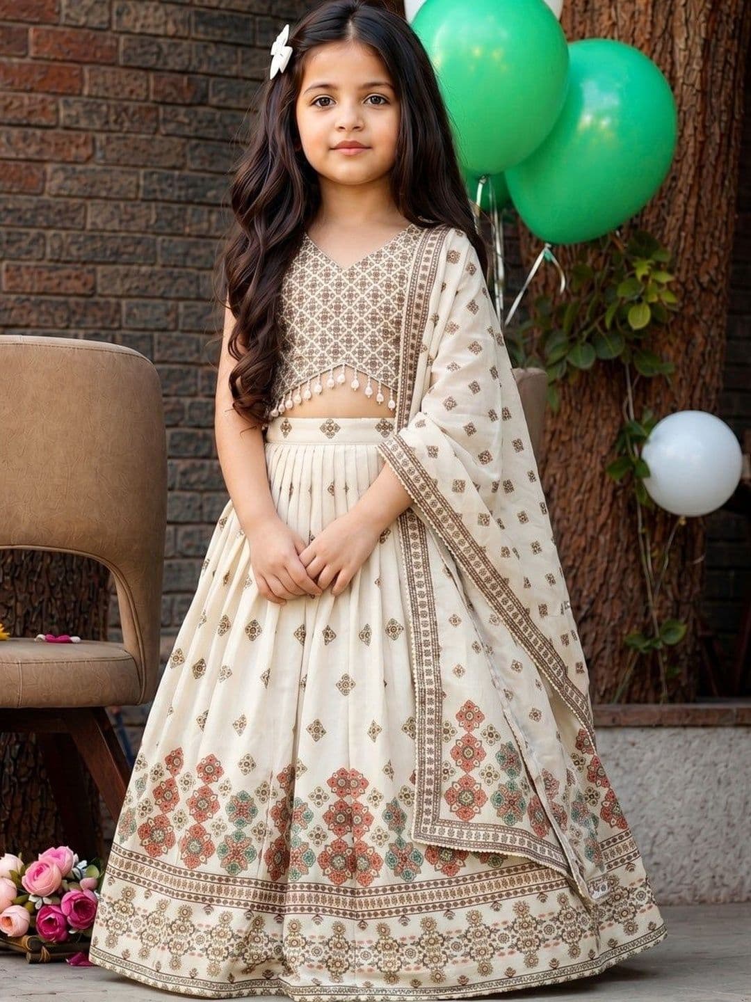Sangria Girls Printed Ready to Wear Lehenga & Blouse With Dupatta - view 1