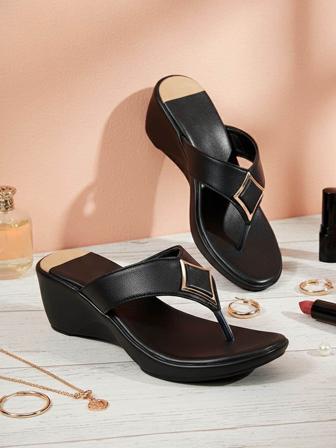 Khadims Women Open Toe Wedge Heeled Sandals - view 1
