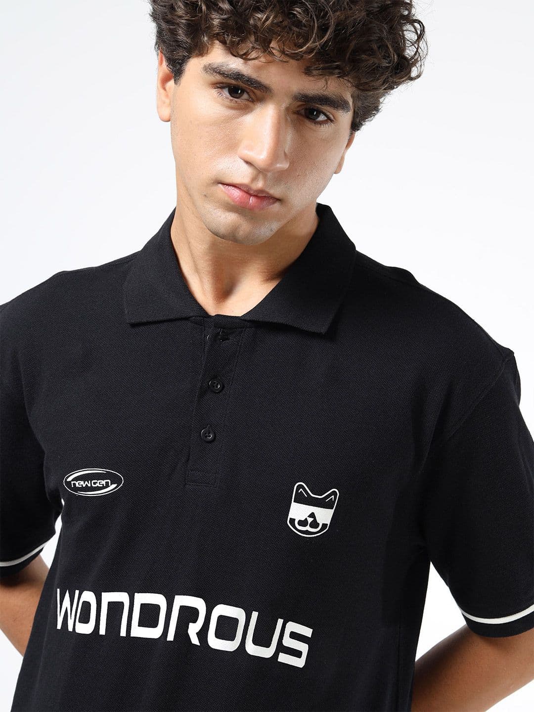 glitchez Men Typography Printed Polo Collar T-shirt - view 1