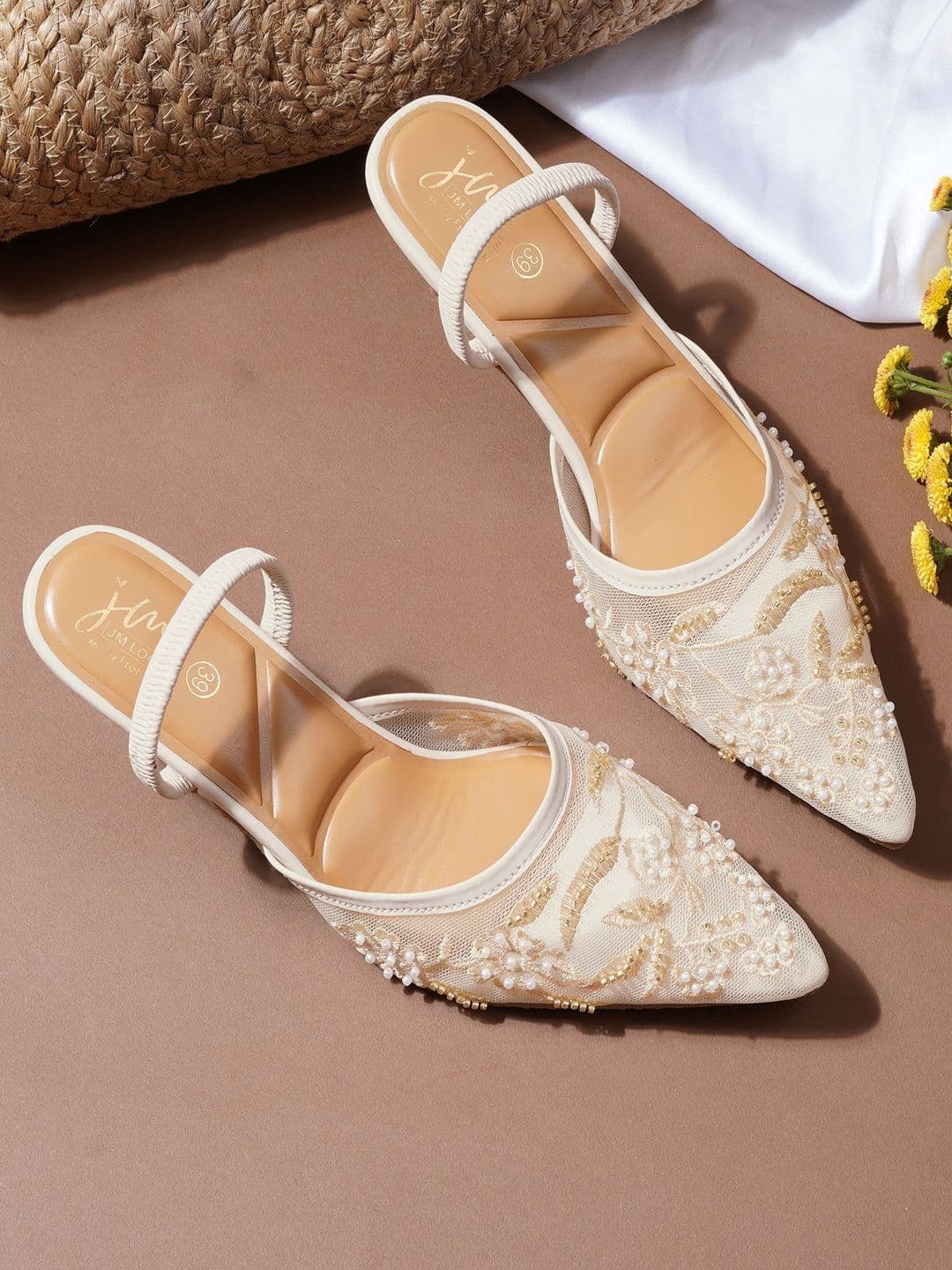 Froh Feet Embellished Ethnic Slim Heeled Pumps - view 1
