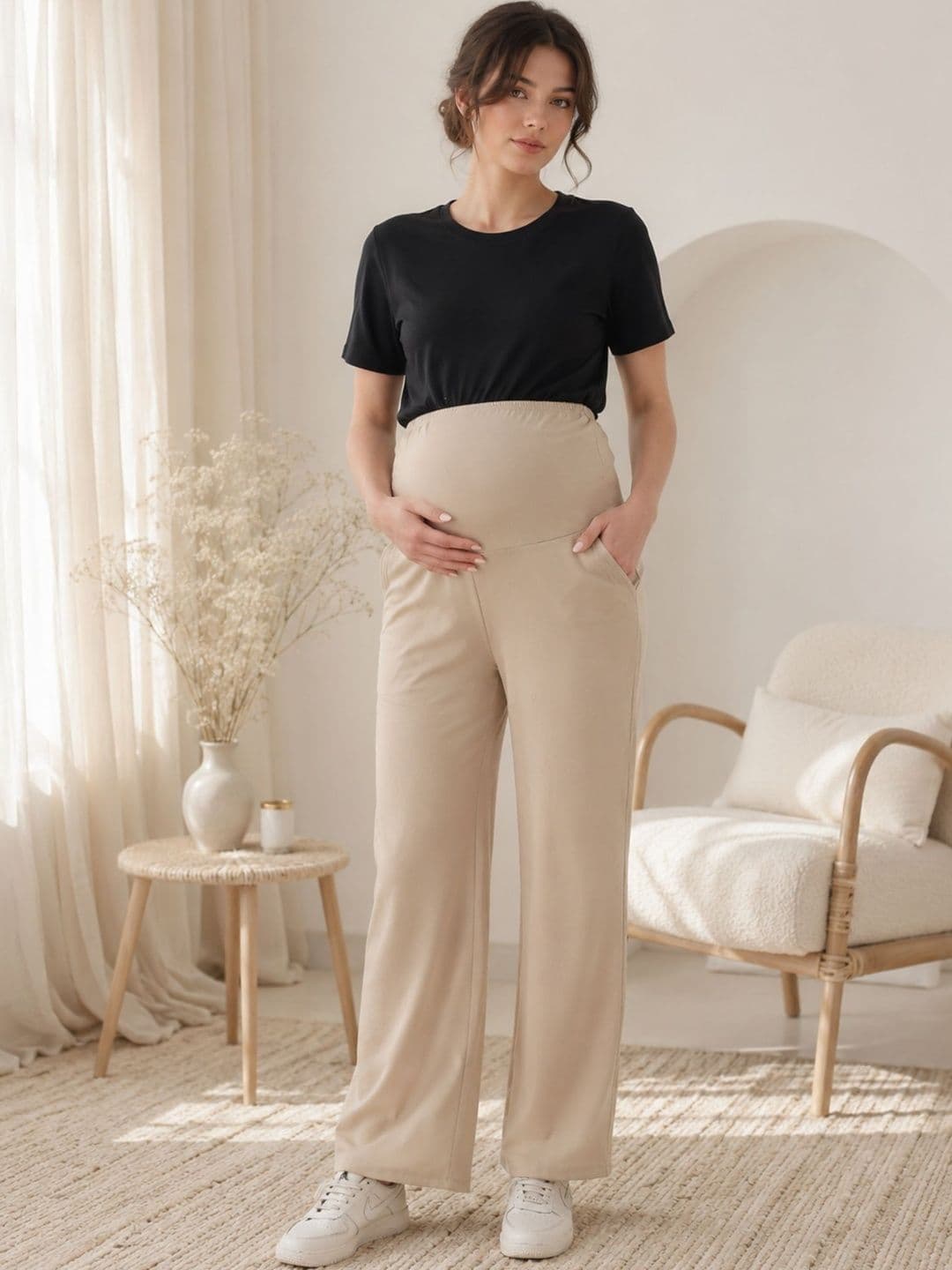 WELL KEPT Women Cotton Straight Fit Maternity Track Pants - view 1