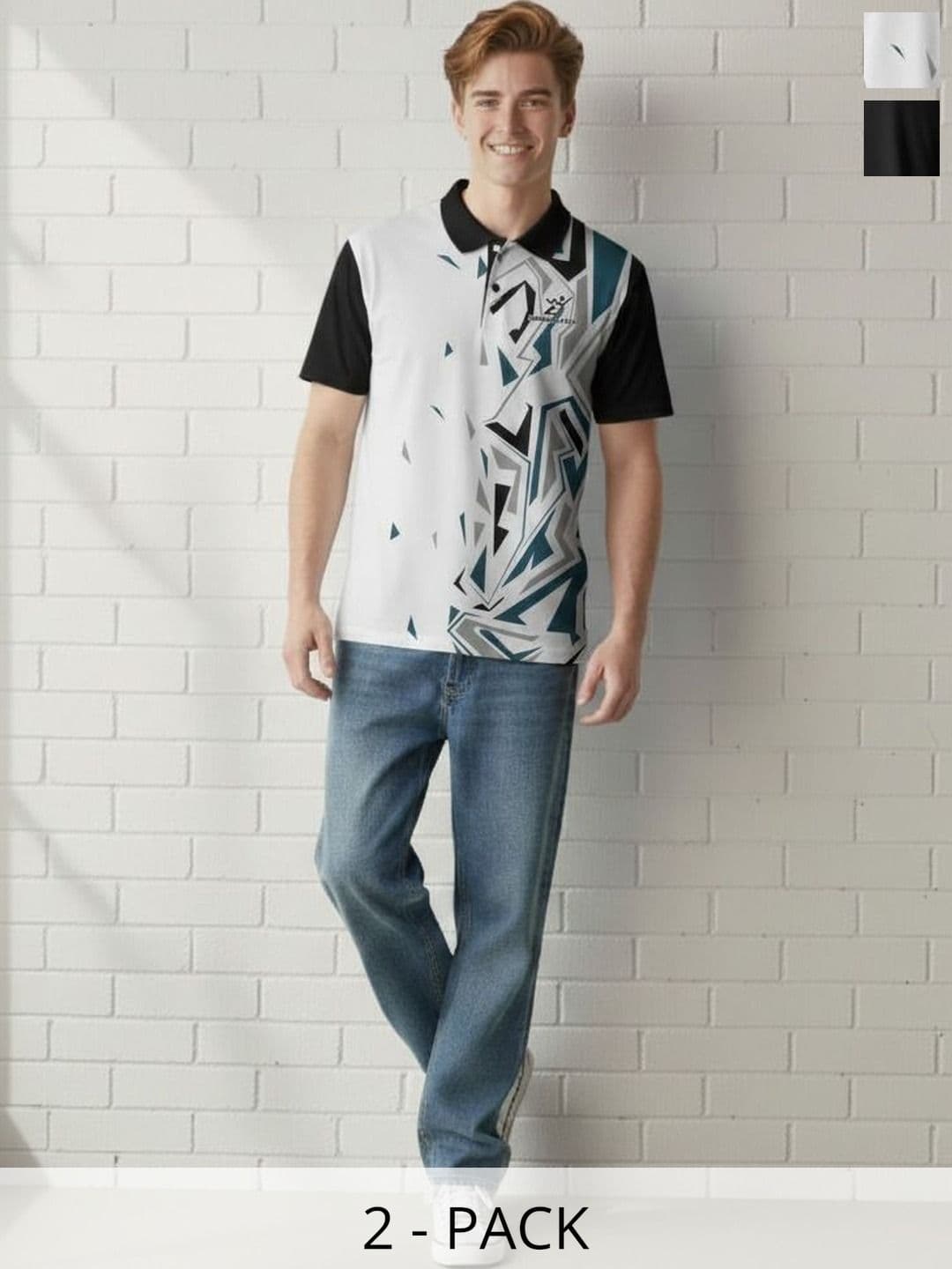 Lookswala Men 2 Colourblocked Polo Collar T-shirt - view 1