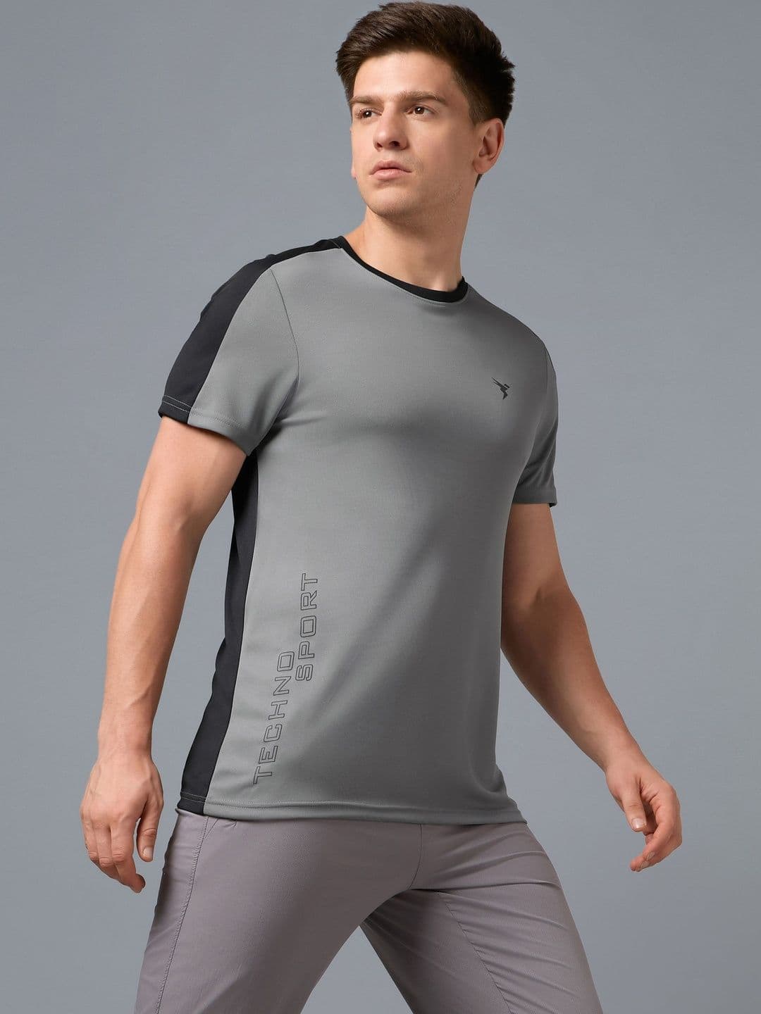 Technosport Men Brand Logo Colourblocked Slim Fit T-shirt - view 1