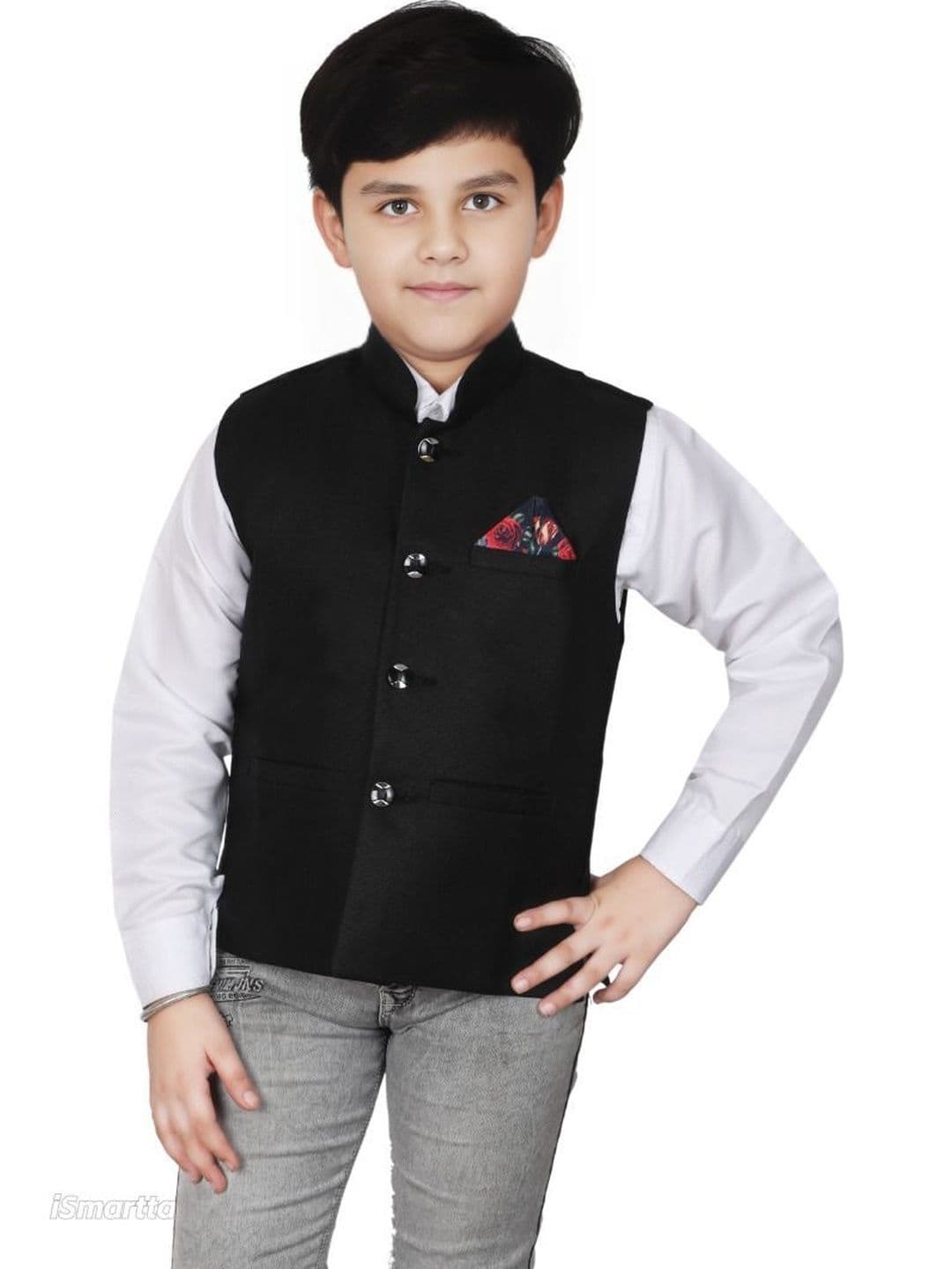 seetoo Boys Mandarin Collar Sleeveless Nehru Jackets - view 1