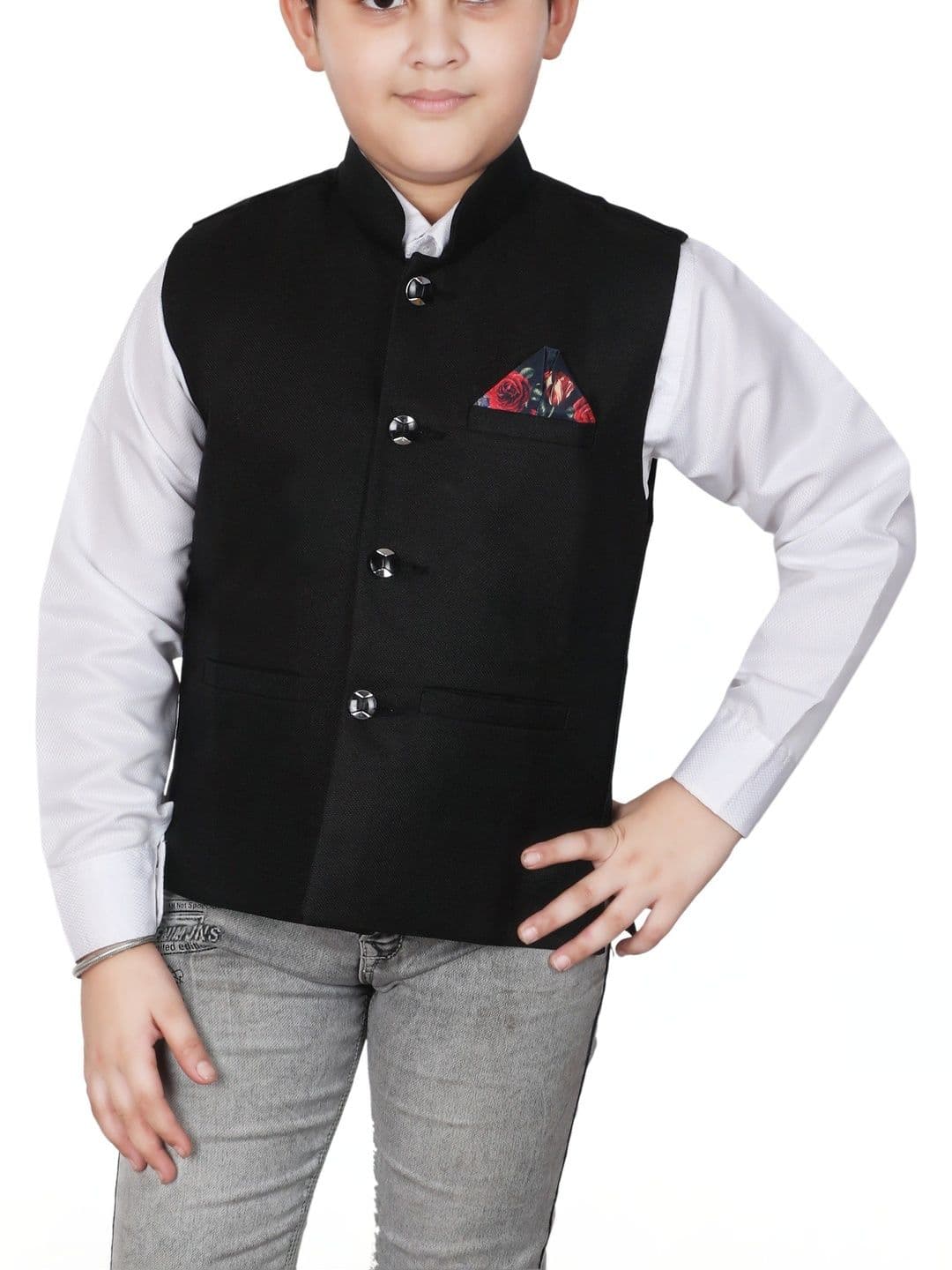 seetoo Boys Mandarin Collar Sleeveless Nehru Jackets - view 1
