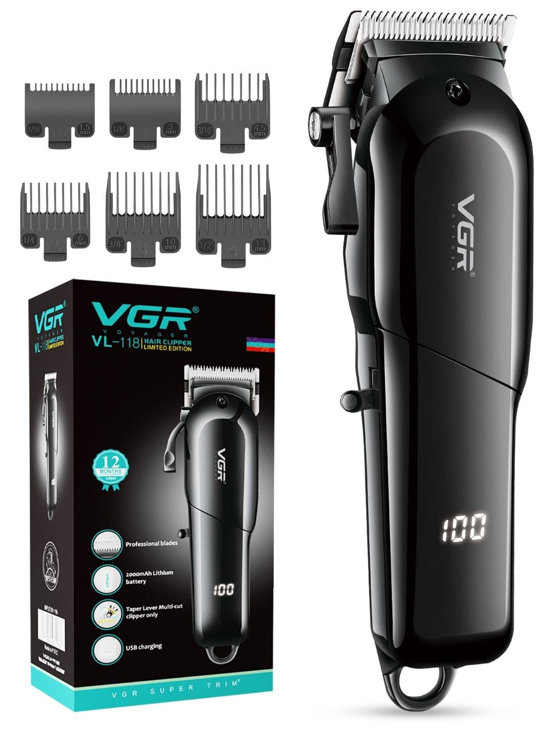 VGR VL-118 Barbers Choice Salon Hair Clipper with 200 Min Runtime & 6 Length Settings - view 1