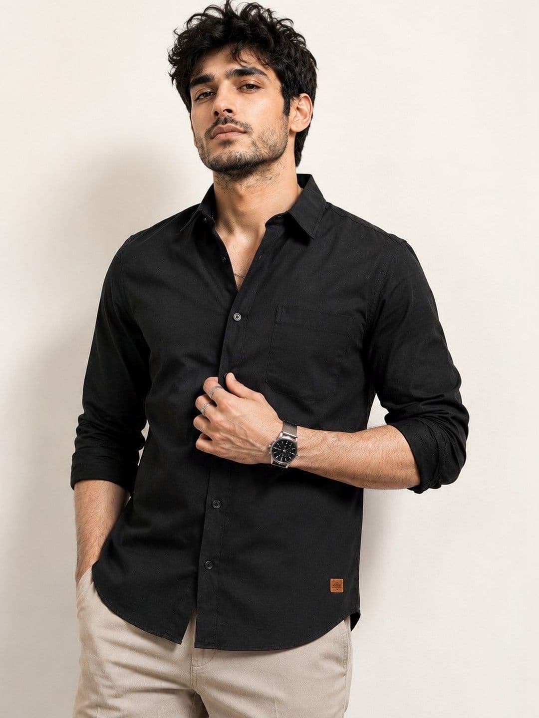 The Roadster Lifestyle Co Pure Cotton Spread Collar Shirt - view 1