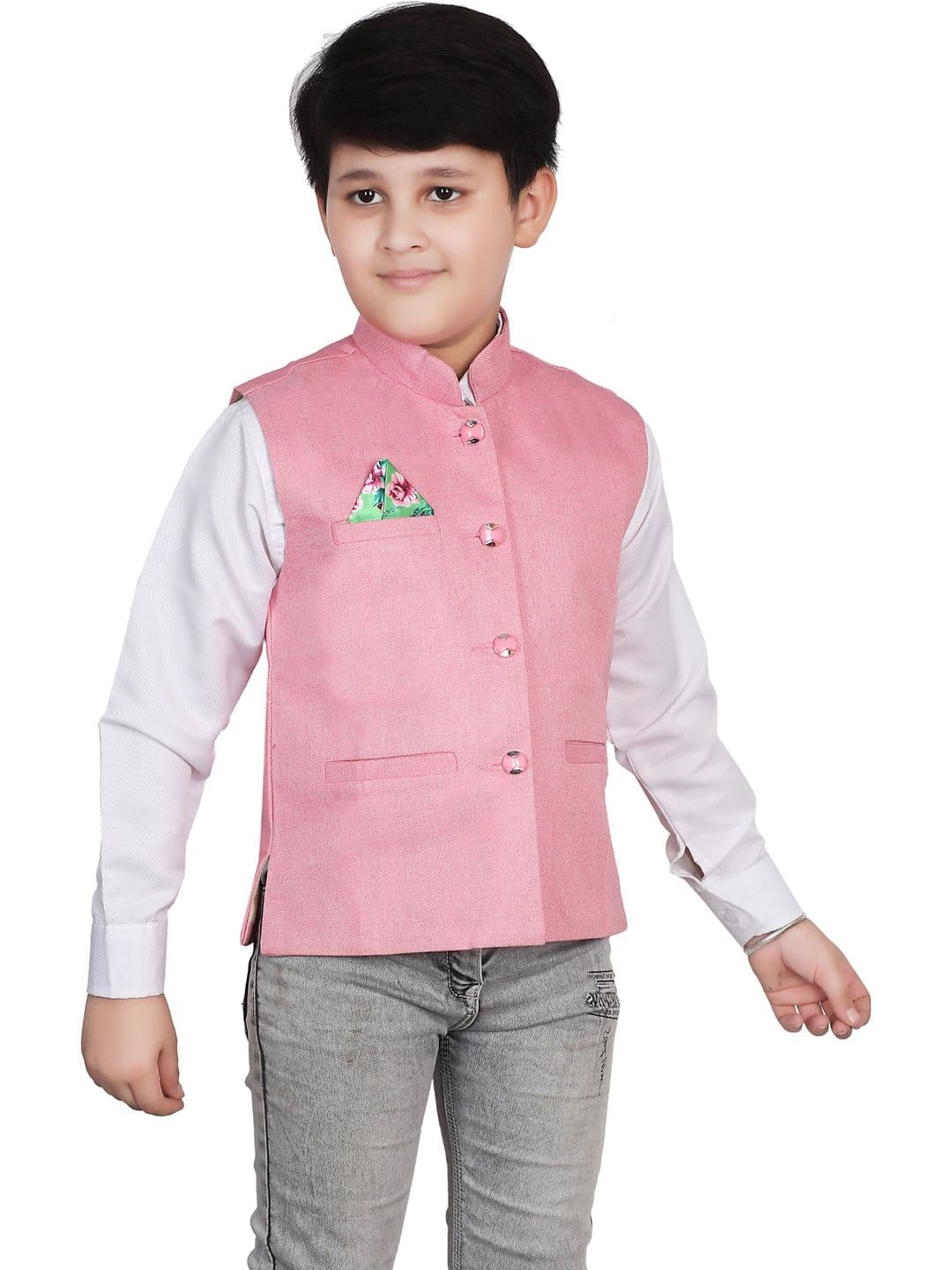 seetoo Boys Mandarin Collar Sleeveless Nehru Jackets - view 1