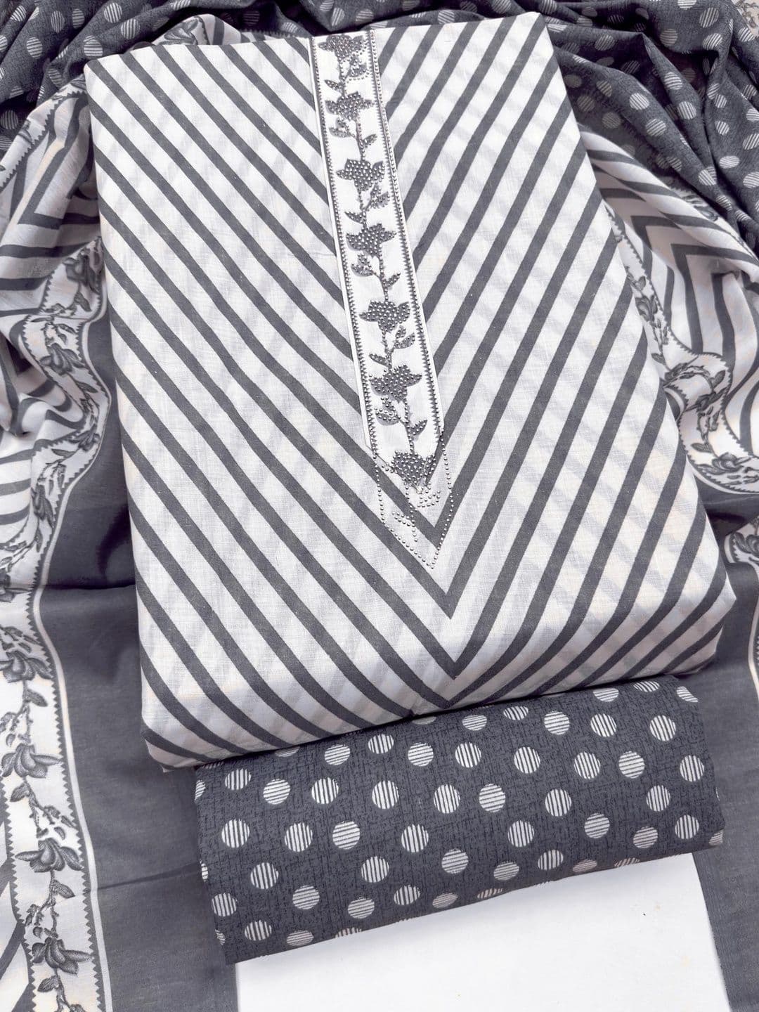 Mitera Printed Pure Cotton Unstitched Dress Material - view 1