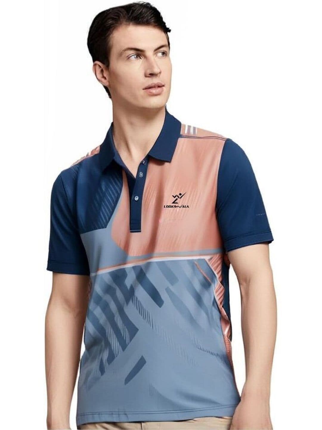 Lookswala Men Printed Polo Collar T-shirt - view 1