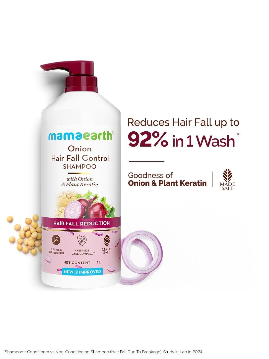 Mamaearth Onion Shampoo for Hair Growth & Hair Fall Control - Onion & Plant Keratin - 1 L - view 1