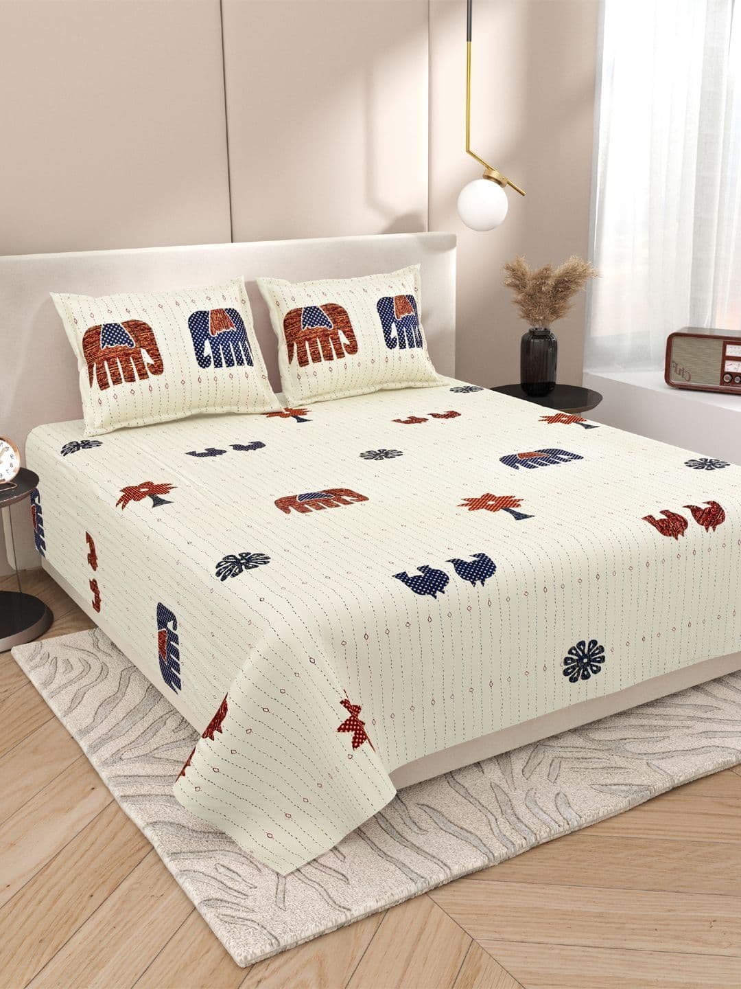 Sangria Red Animal Cotton Soft Feel 120 TC Double Fine Bedsheets - view 1