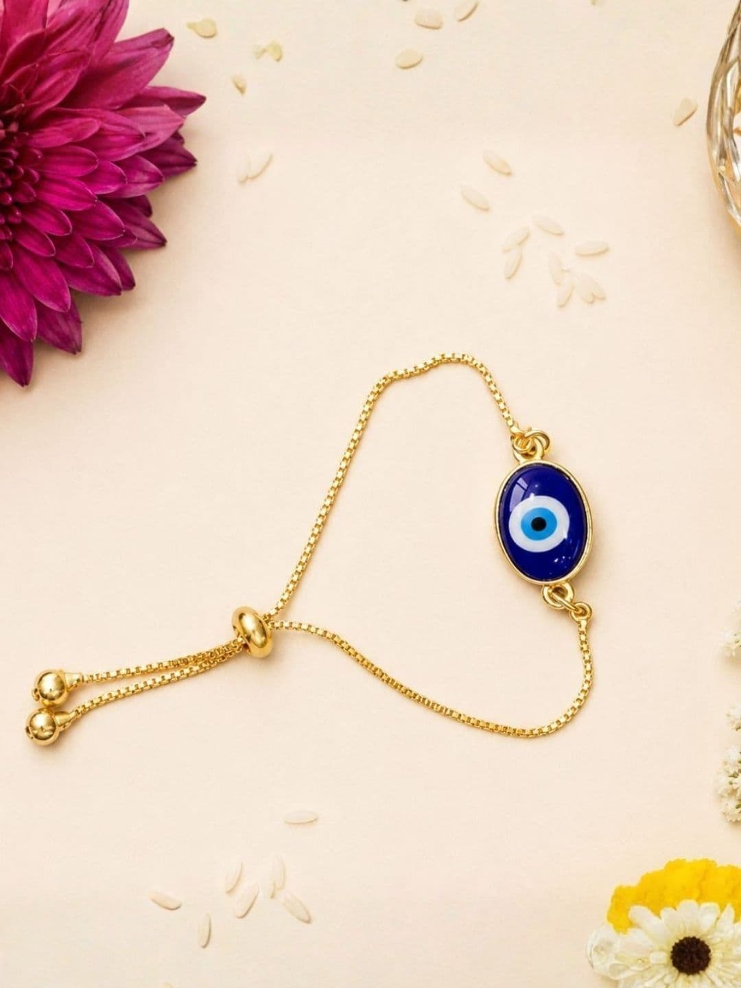 I Jewels Men Enamel Evil Eye Rakhi Hanging Lumba Rakhi With Roli & Chawal - view 1