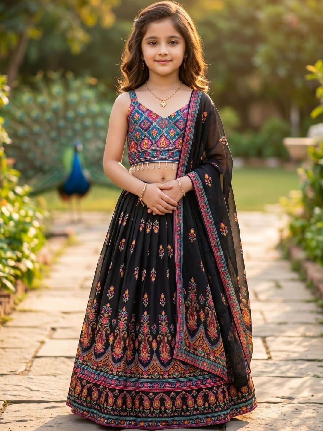 KALINI Girls Printed Ready to Wear Lehenga & Blouse With Dupatta - view 1