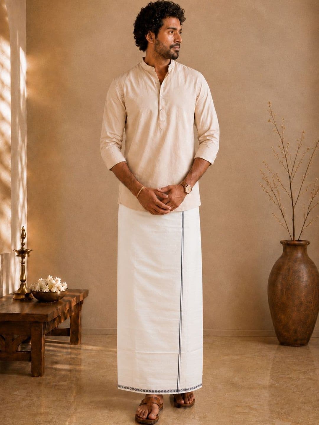 AKESHAVAM Men Cotton Dhoti - view 1
