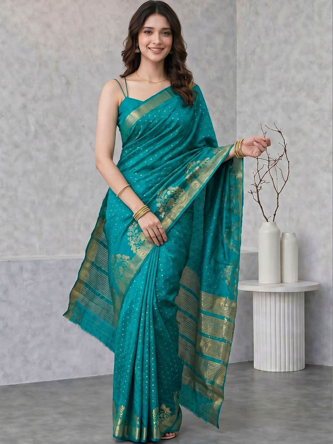 Meena Bazaar Woven Design Zari Art Silk Saree - view 1