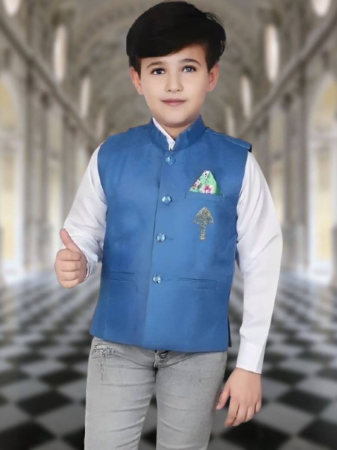 seetoo Boys Mandarin Collar Sleeveless Nehru Jackets - view 1