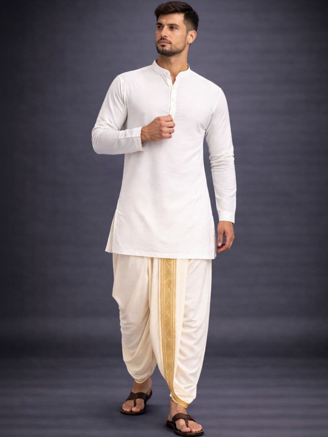 Shree shyam Handloom Men Embroidered Dhoti Dhotis - view 1