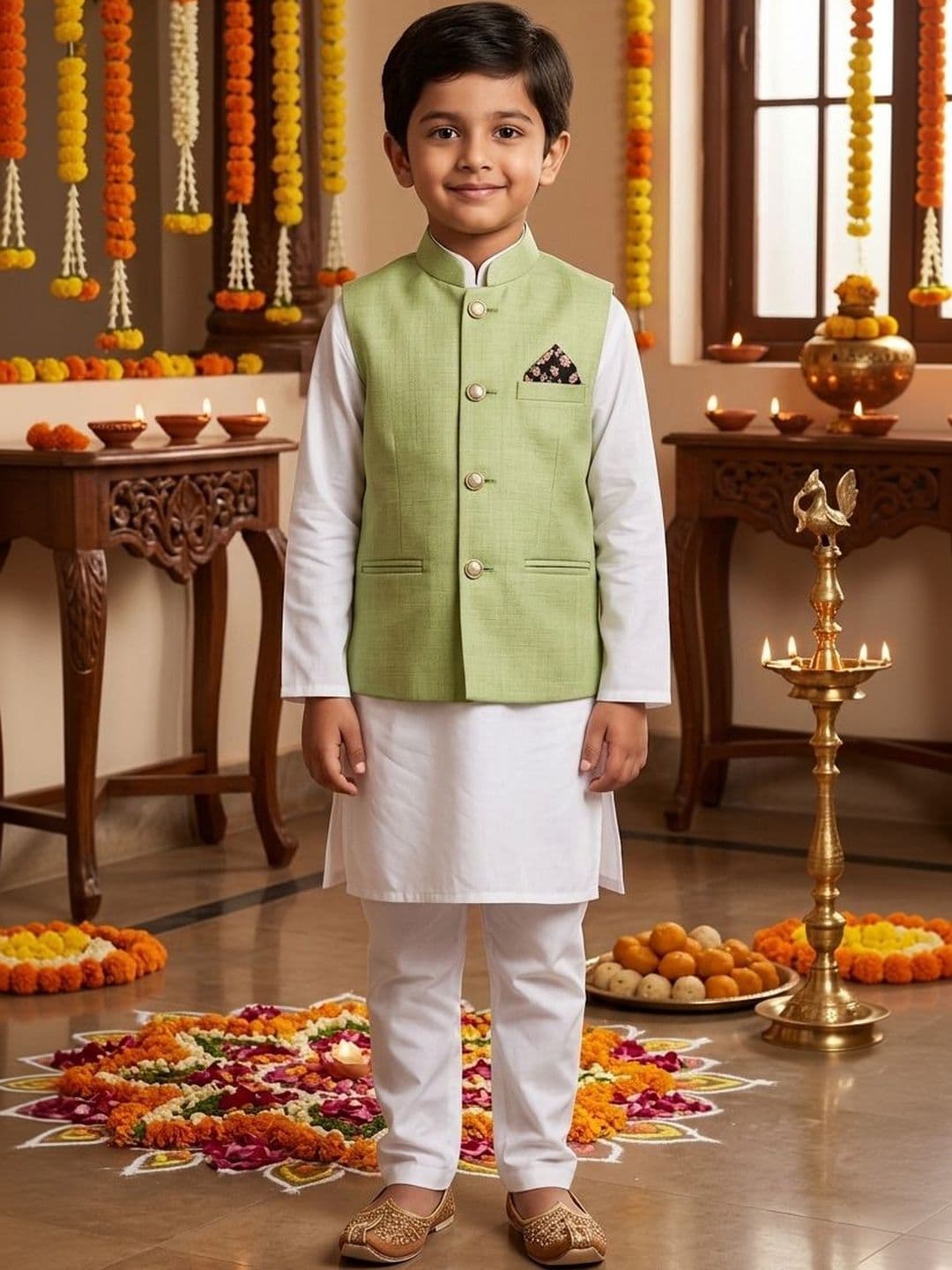 seetoo Boys Mandarin Collar Sleeveless Nehru Jackets - view 1