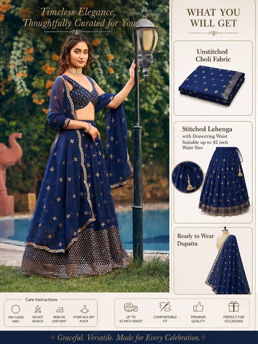 NEEL ART Embroidered Sequinned Semi-Stitched Lehenga & Unstitched Blouse With Dupatta - view 1