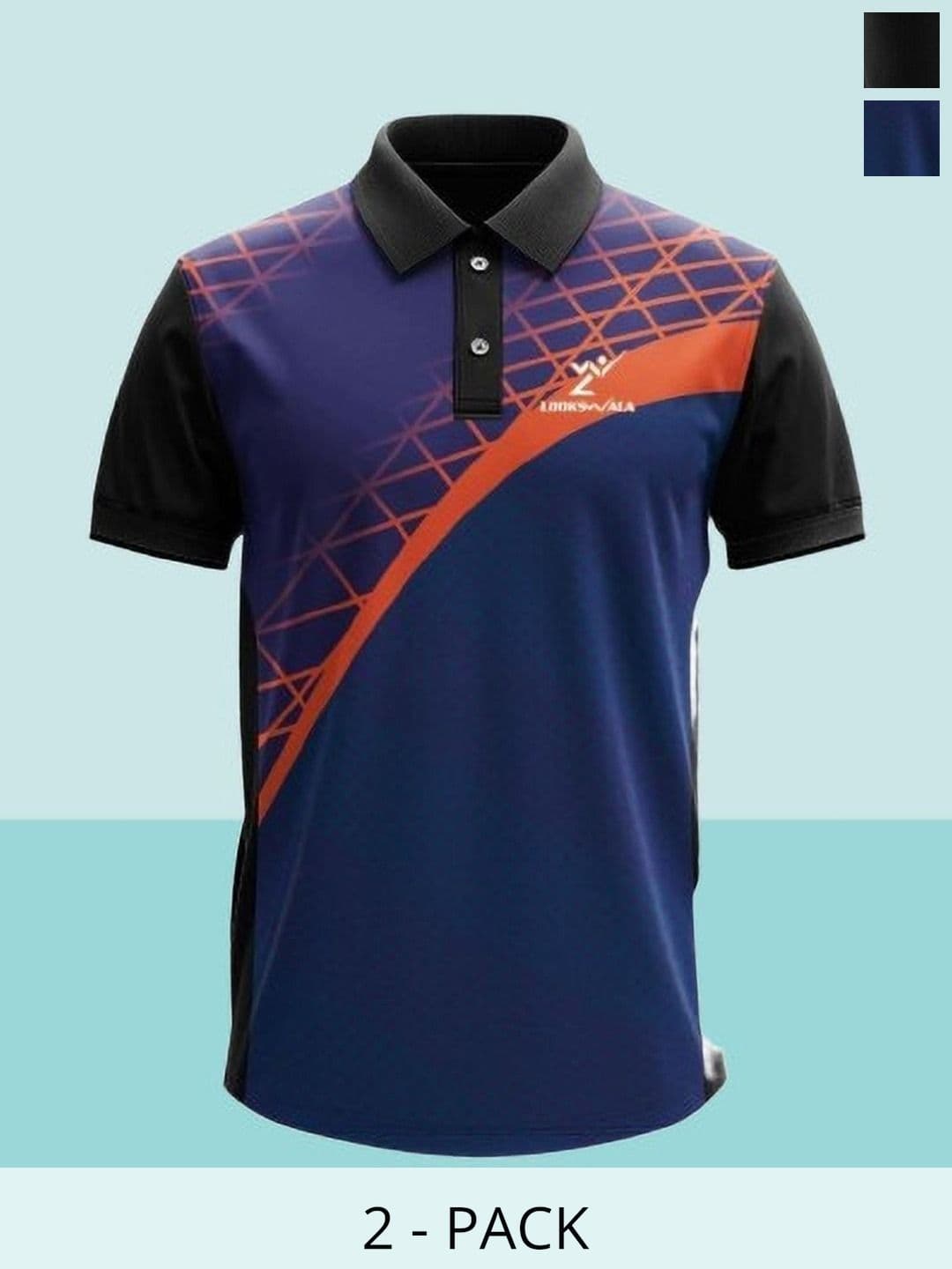 Lookswala Pack Of 2 Graphic Printed Polo Collar Regular Sleeves T-shirts - view 1