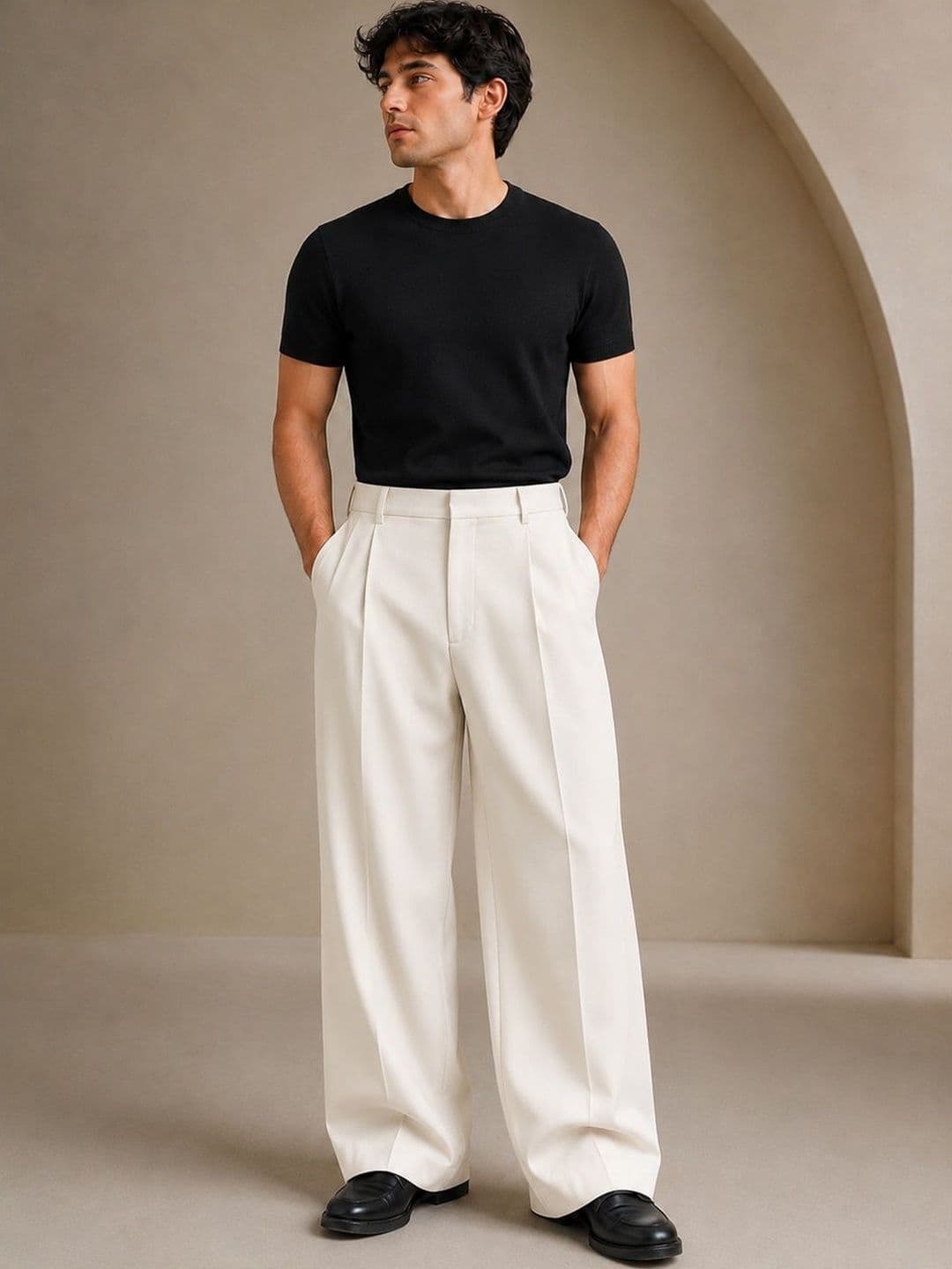 SENDIPO Men Smart Loose Fit High-Rise Easy Wash Pleated Trousers - view 1