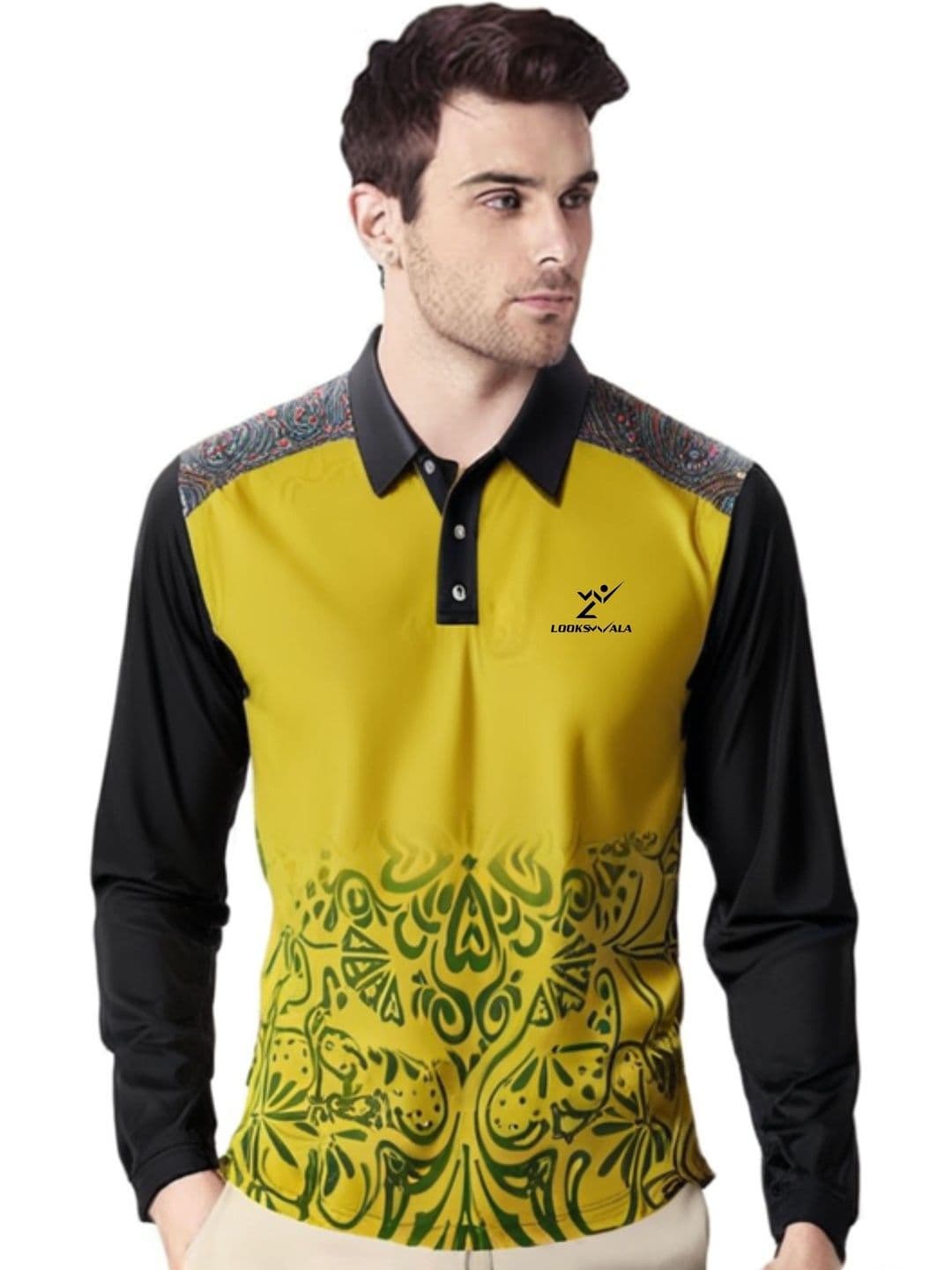 Lookswala Men Printed Polo Collar T-shirt - view 1