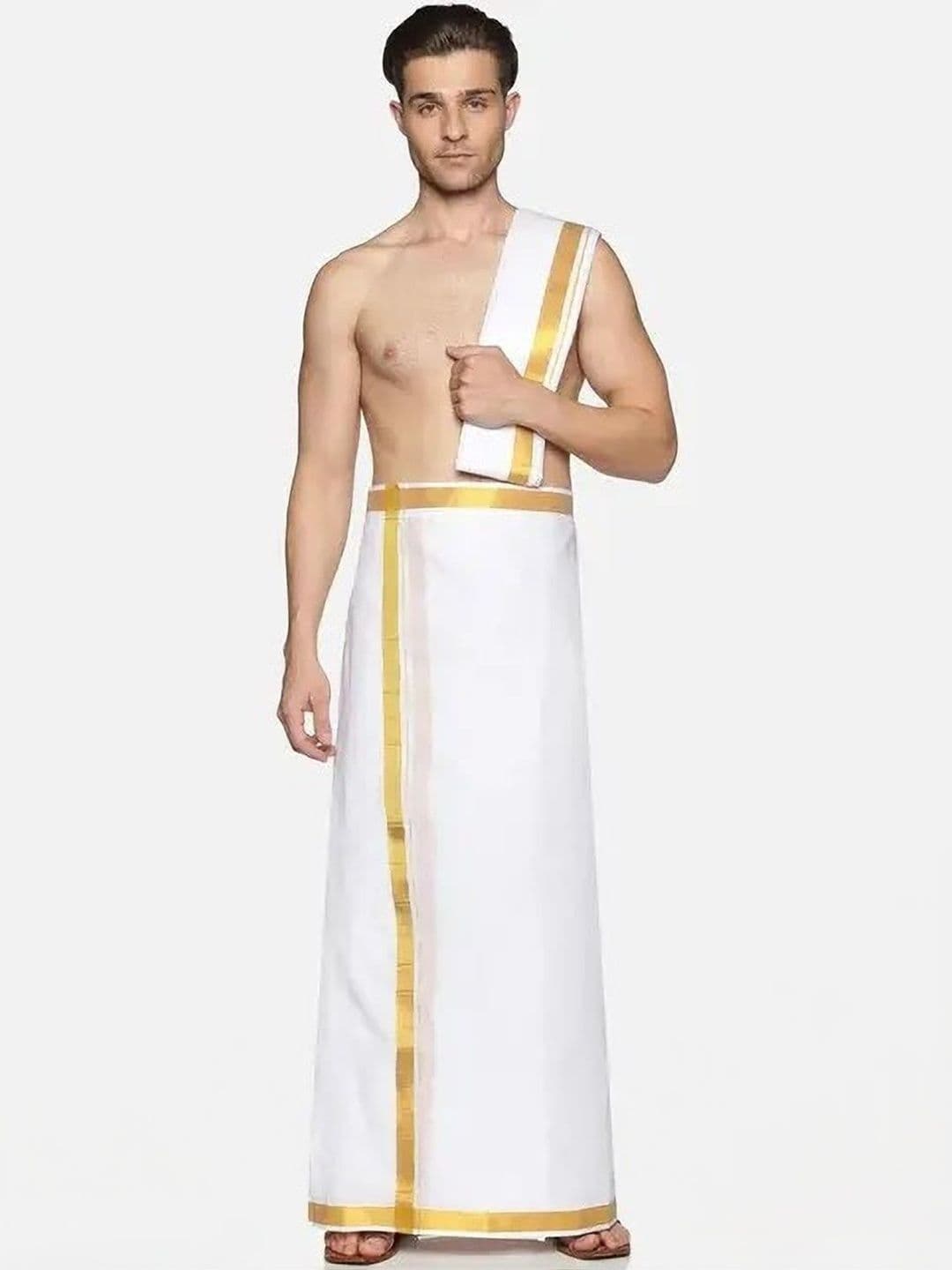 Shree shyam Handloom Men Striped Cotton Dhoti Dhotis - view 1