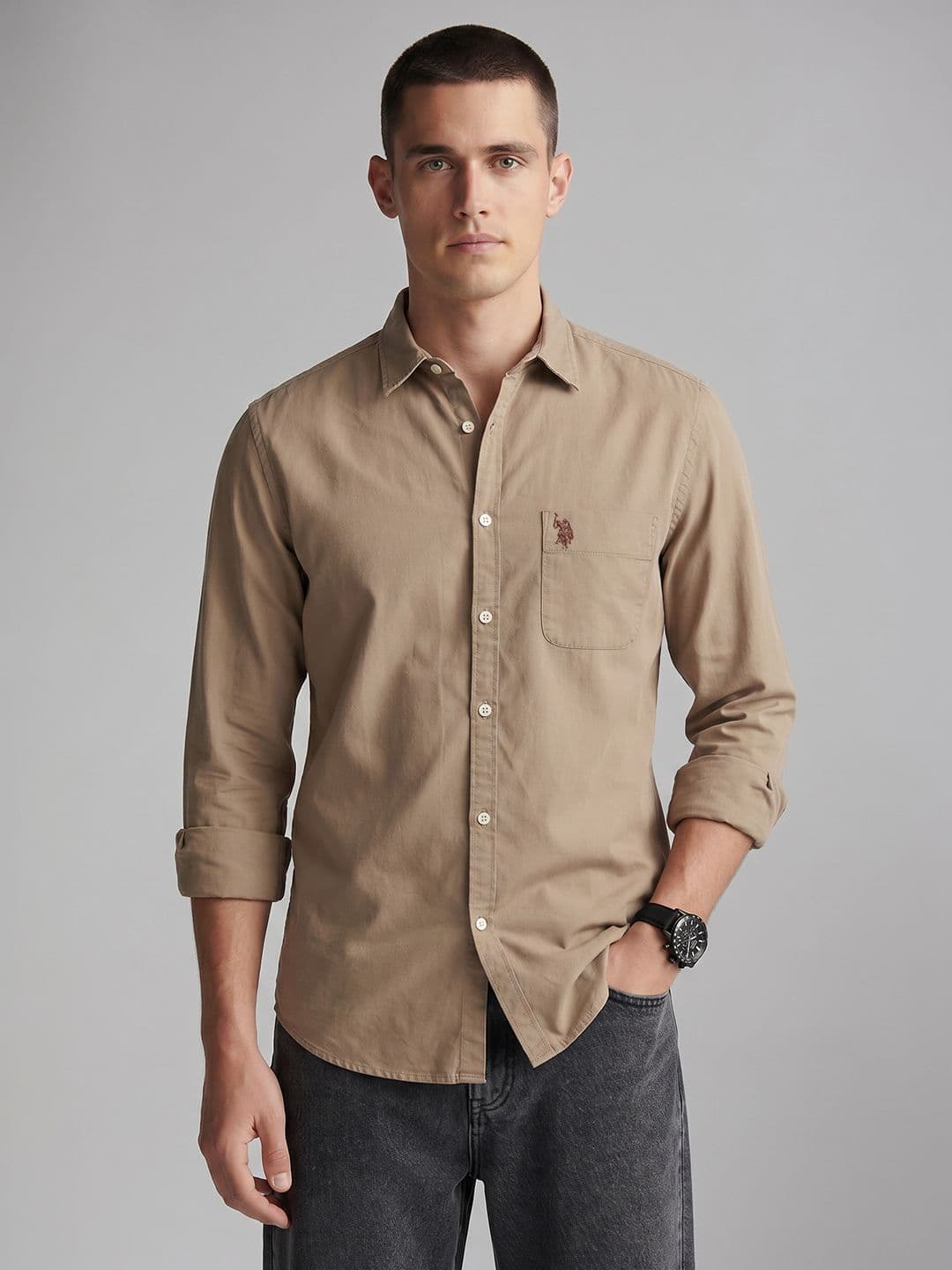 U.S. Polo Assn. Denim Co. Spread Collar Pure Cotton Casual Shirt - view 1