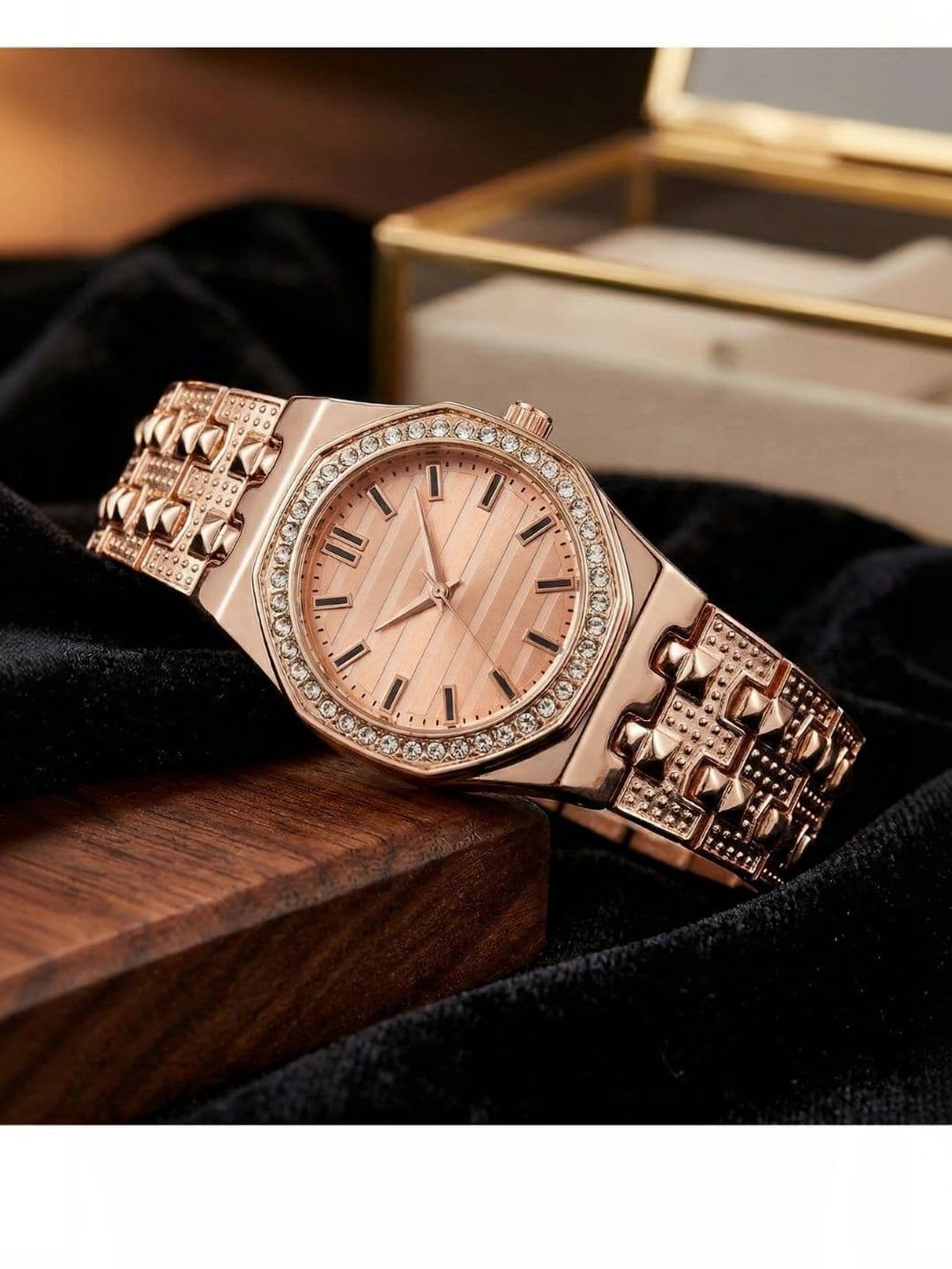 PAPIO Women Patterned Dial & Stainless Steel Bracelet Style Straps Analogue Watch MN-297 ROSE - view 1