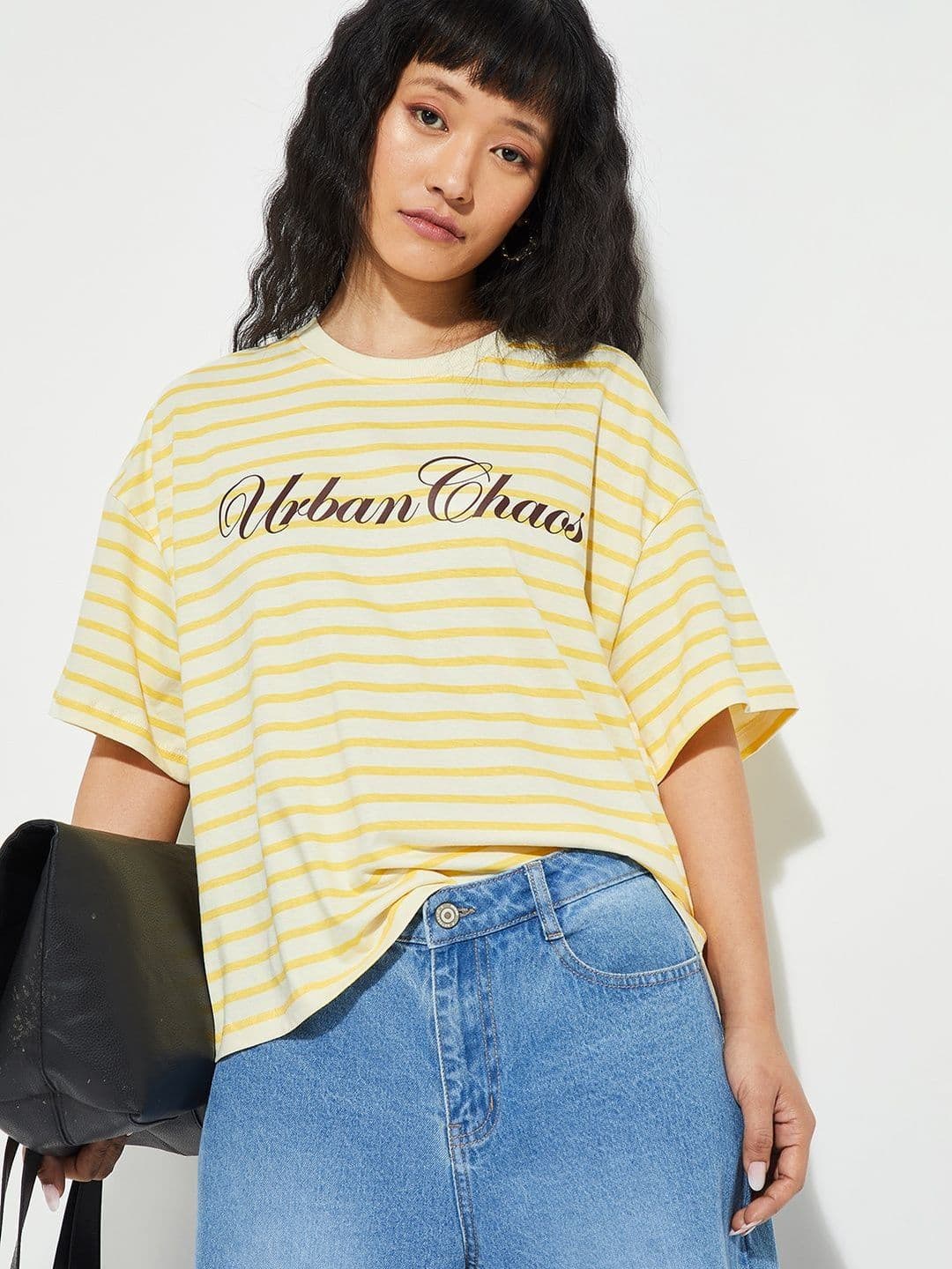max Women Typography Striped T-shirt - view 1