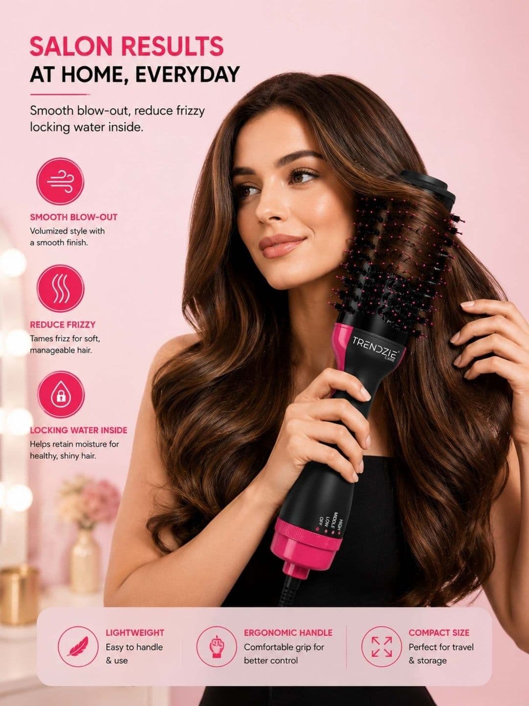 TRENDZIE SKIN CARE Multipurpose 4 In 1 Hair Styler Dryer Straightener & Curler Comb - view 1