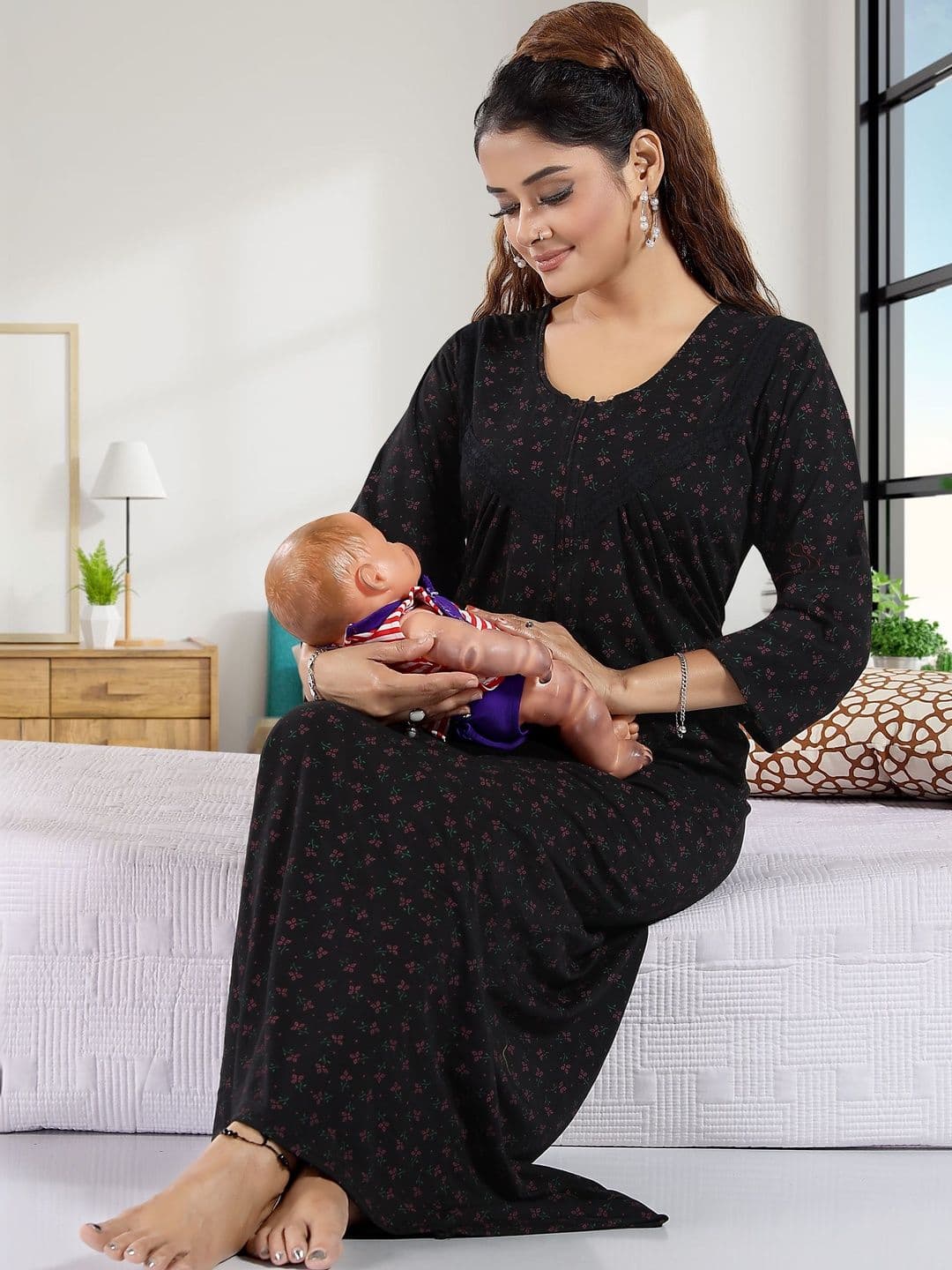 Gutthi Printed Maxi Nightdress - view 1