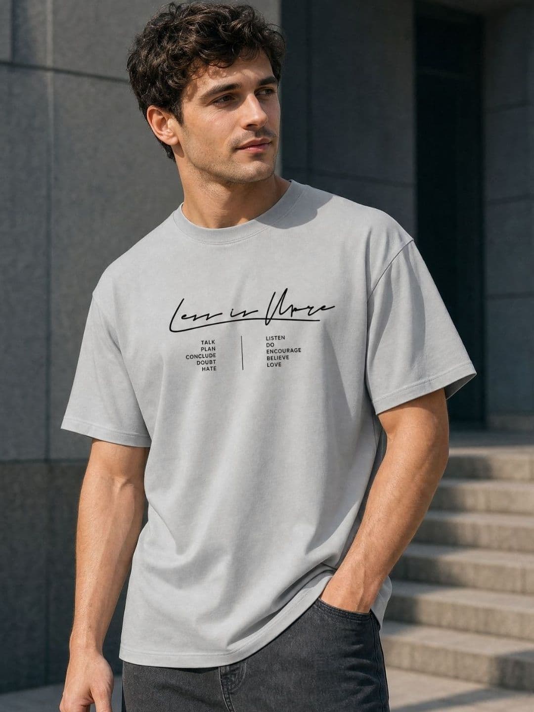NOBERO Typography Printed Drop Shoulder Sleeves Pure Cotton Oversized T-Shirt - view 1